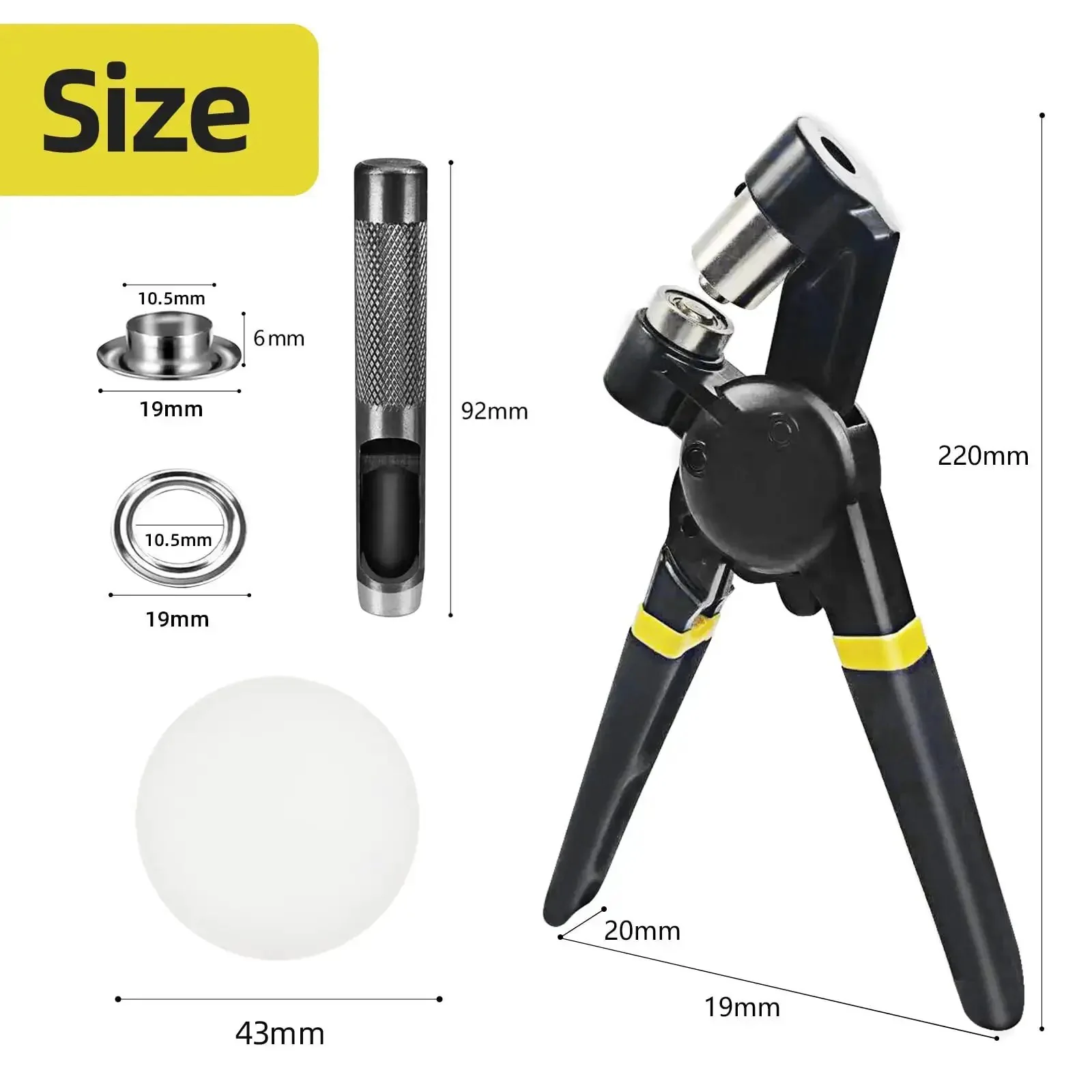 3/8 Inch Grommet Tool Kit Handheld Eyelet Press With Manual Grommet Press Machine, 500 Pcs 10 mm Grommets, No Pre Drill Needed, DIY Friendly, Includes Hole Puncher And Backer Block, Magnetic Jaw, Adjustable Opening - Image 4