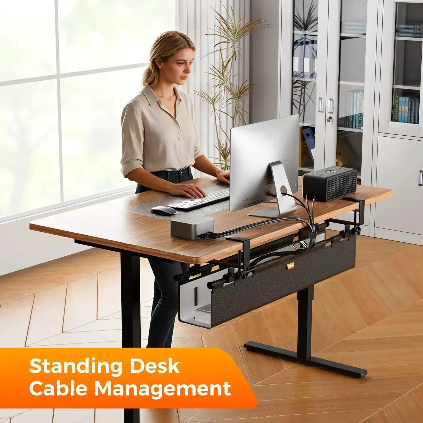 38 Inch Under Desk Cable Management Tray With Clamp And Screw Mount No Drill Setup For Office And Home Heavy Duty Wire Cord Organizer Fits Power Strips Adapters And Extra Cords Keeps Clutter Hidden And Neat - Image 2