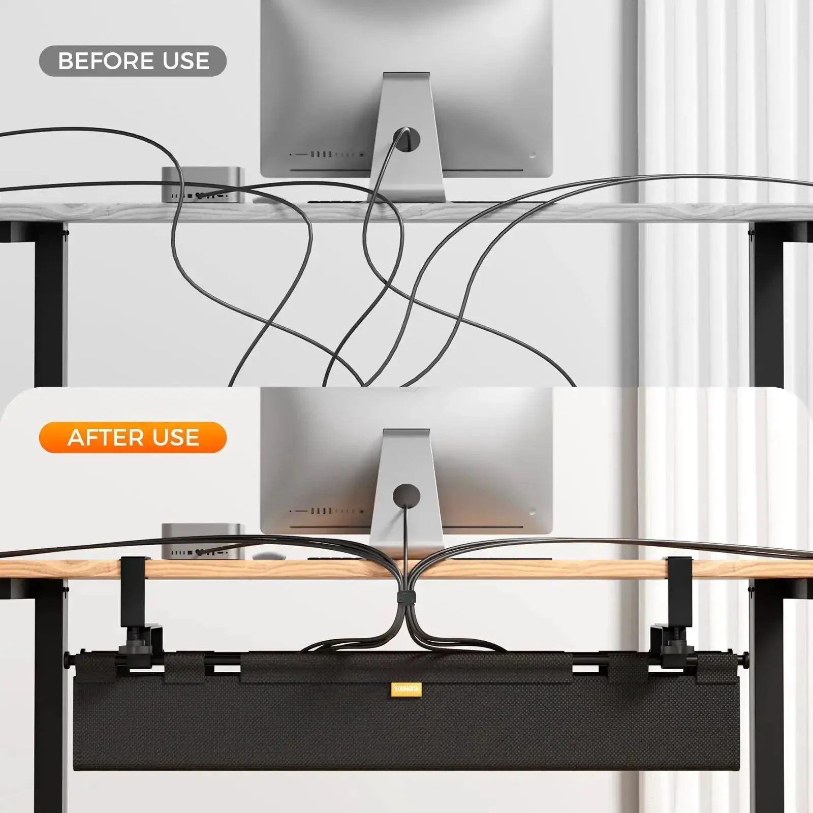 38 Inch Under Desk Cable Management Tray With Clamp And Screw Mount No Drill Setup For Office And Home Heavy Duty Wire Cord Organizer Fits Power Strips Adapters And Extra Cords Keeps Clutter Hidden And Neat - Image 3