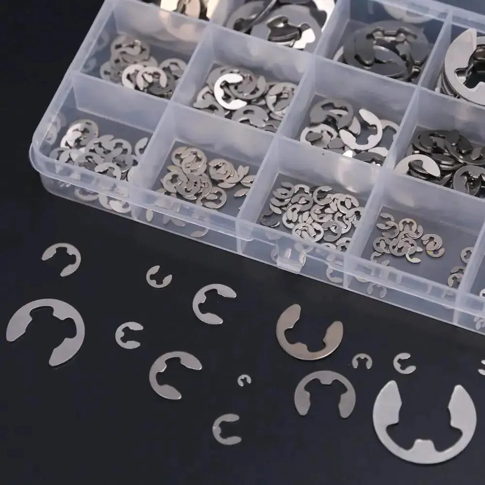 380 Piece E Clip Circlip External Retaining Ring Set In 14 Sizes 304 Stainless Steel Pro Grade Rust Resistant External Retaining Ring Kit For Machinery Automotive DIY Projects - Image 3