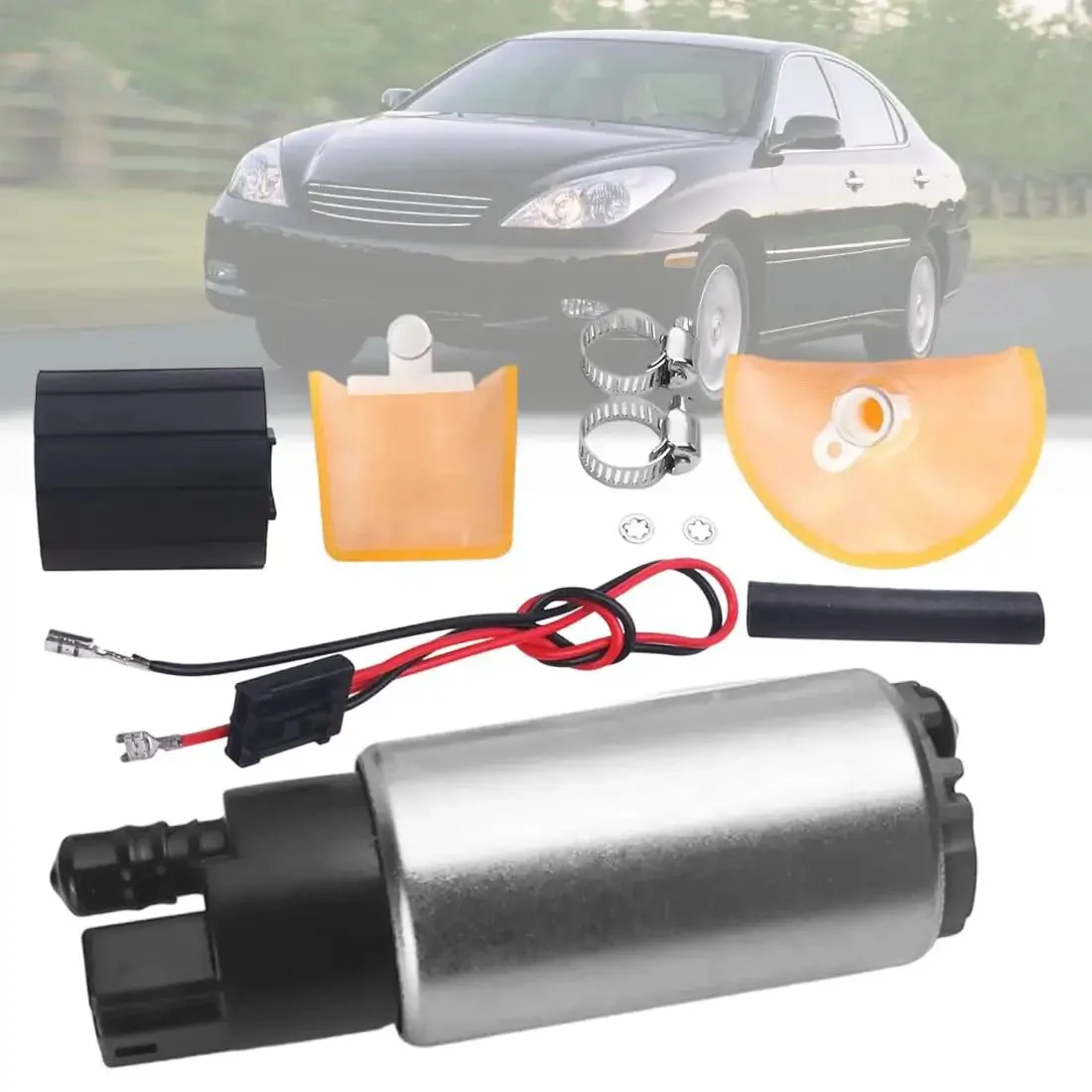 38mm Diameter Electric Fuel Pump Core With Installation Kit Fits Toyota Camry Corolla Tacoma 4Runner Sienna Honda Civic CR-V Accord Mazda Miata RX-8 3 5 6 Lexus IS300 ES300 RX350 12V DC Replaces E8213