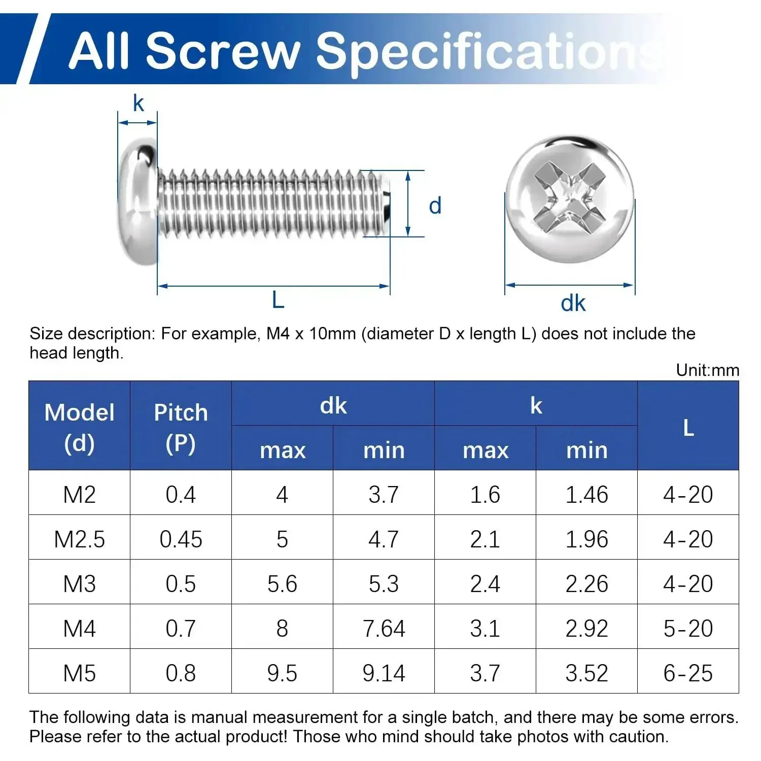 390 Pcs M4 Phillips Pan Head Machine Screws With Nuts And Washers 304 Stainless Steel Fully Threaded Set In Sizes 5mm To 20mm Assortment Kit For DIY Fixes And Quick Projects - Image 3