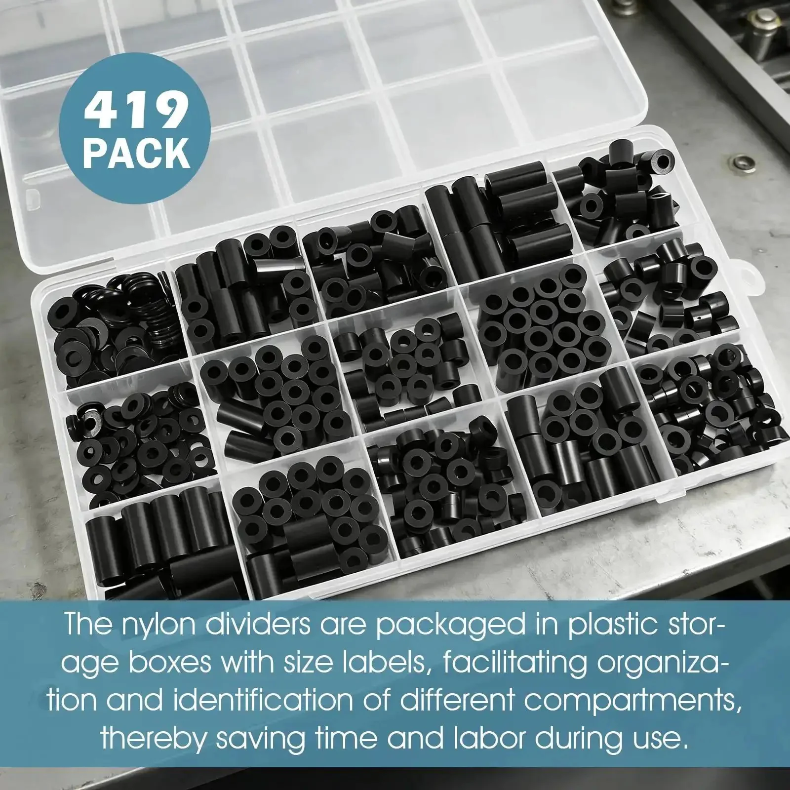 395 Pack Black Nylon Spacer Kit For PCB Standoffs And Electronics Mounting Non Threaded Round Spacers For Circuit Boards Switches Receptacles And Other Hardware Go-To Quick Mounts - Image 2