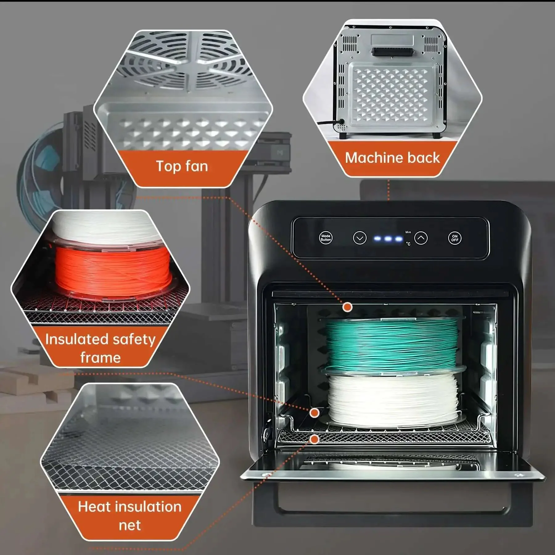 3D Filament Dryer Box With Blower For Fast Drying And Moisture Free Dehydration Of PLA PETG TPU And Carbon Fiber Filaments, Pro Grade Compatibility And Precision Control Up To 80C - Image 6
