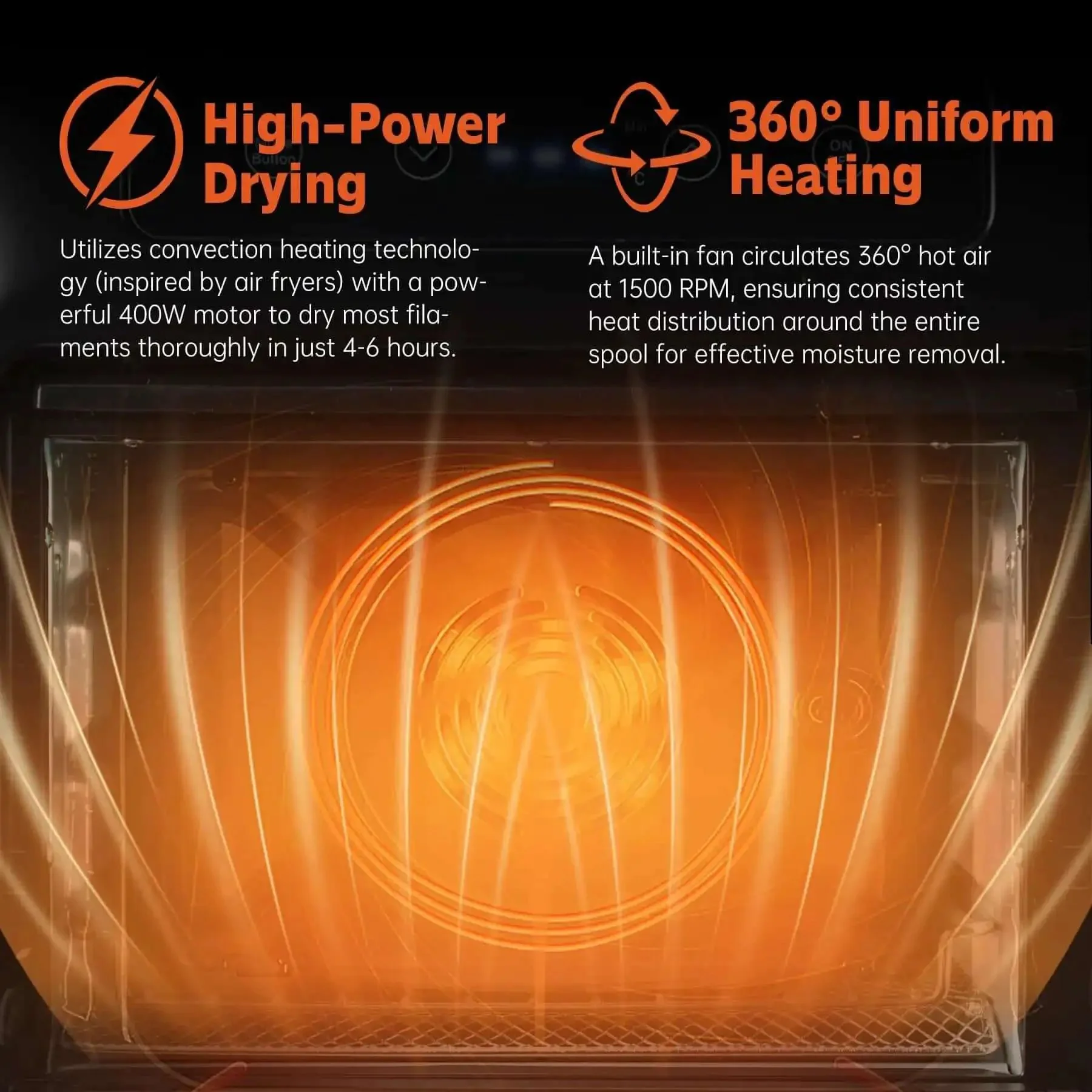 3D Filament Dryer Box With Blower For Fast Drying And Moisture Free Dehydration Of PLA PETG TPU And Carbon Fiber Filaments, Pro Grade Compatibility And Precision Control Up To 80C - Image 7