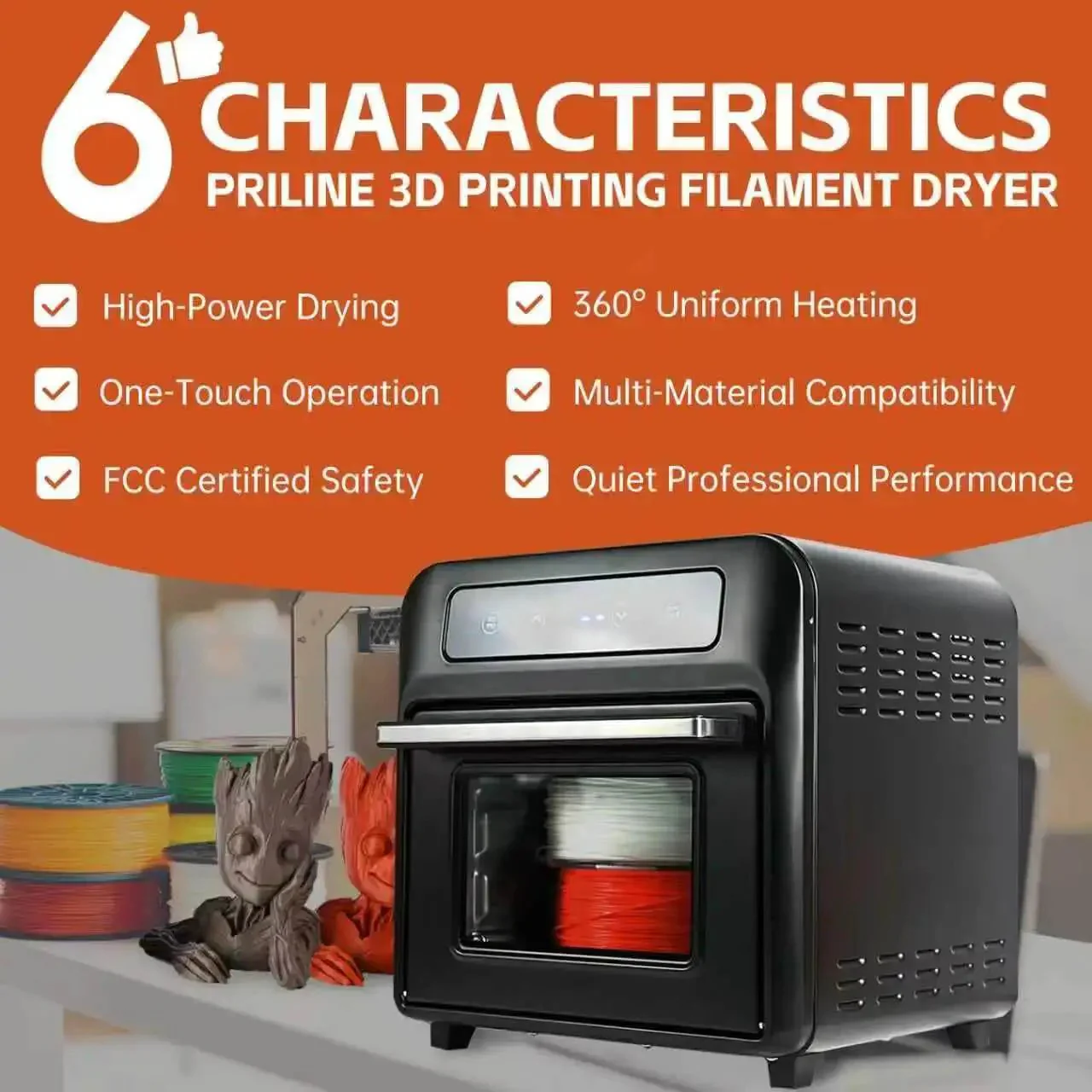 3D Filament Dryer Box With Blower For Fast Drying And Moisture Free Dehydration Of PLA PETG TPU And Carbon Fiber Filaments, Pro Grade Compatibility And Precision Control Up To 80C - Image 8