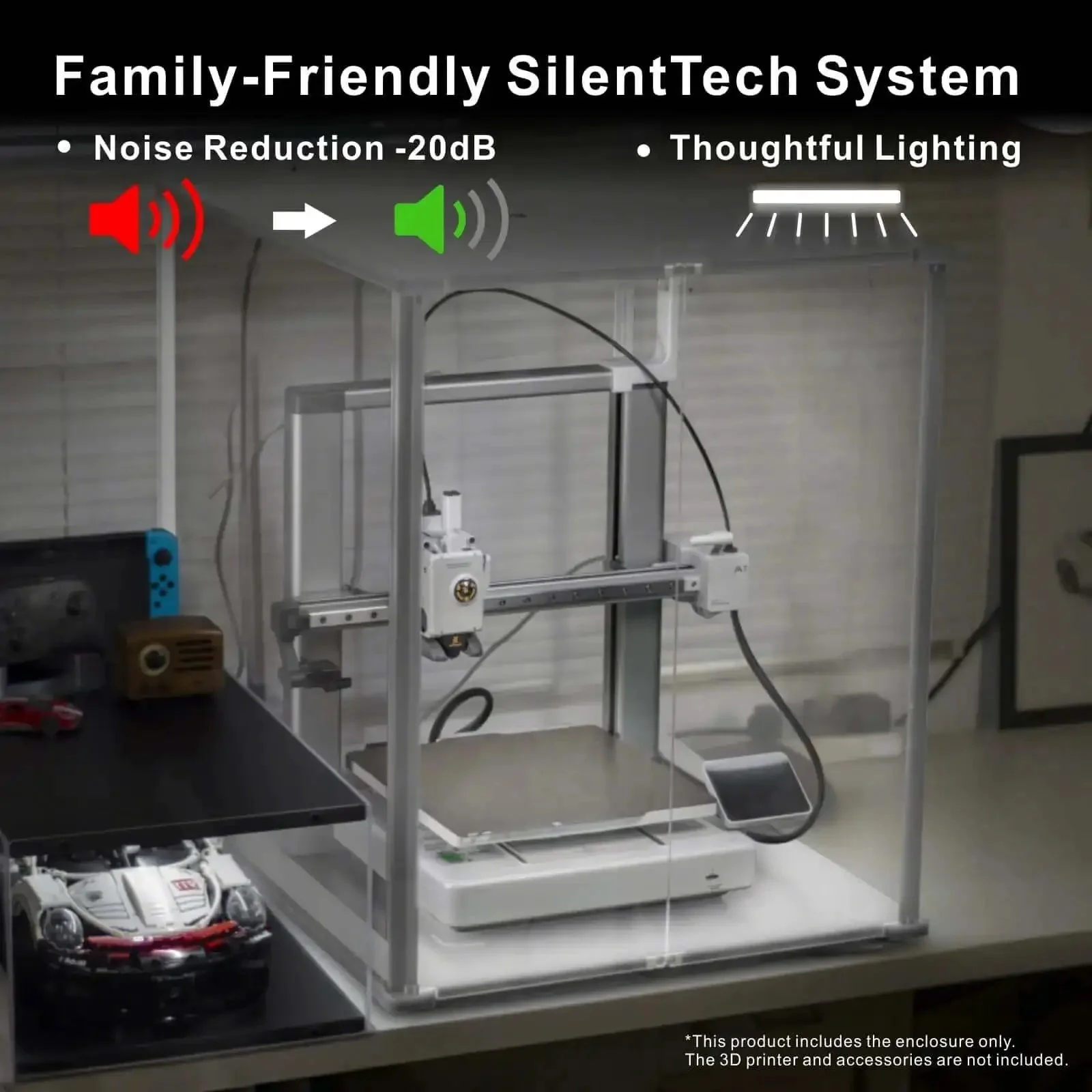 3D Printer Enclosure For Bambu Lab A1 With AMS Lite Dope Filtration To Keep Odors At Bay, Filters Fumes, Improves Air Quality, Optional External Vent Hose, Easy Setup, Safe, Quiet Operation For Your Home Workshop - Image 4