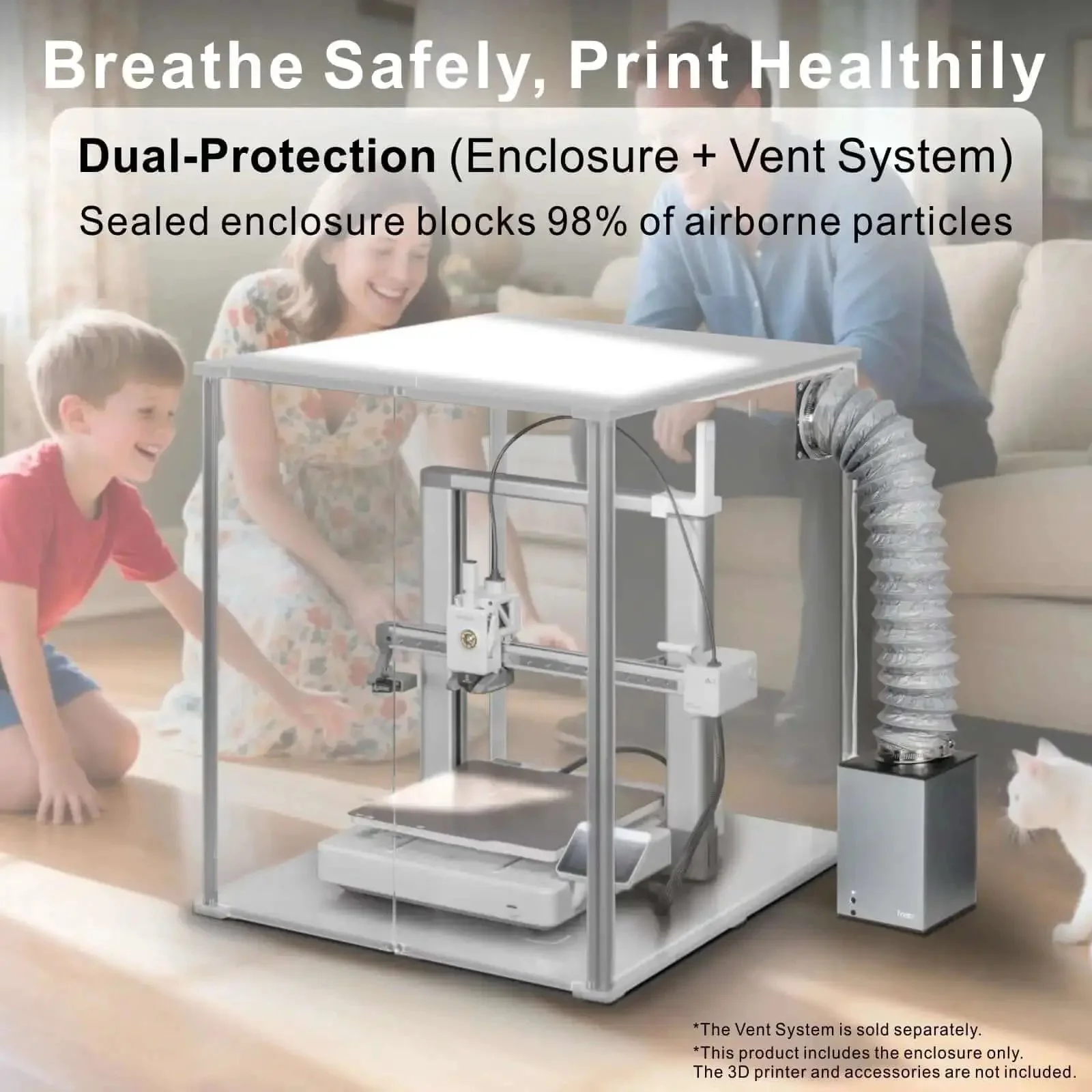 3D Printer Enclosure For Bambu Lab A1 With AMS Lite Dope Filtration To Keep Odors At Bay, Filters Fumes, Improves Air Quality, Optional External Vent Hose, Easy Setup, Safe, Quiet Operation For Your Home Workshop - Image 7