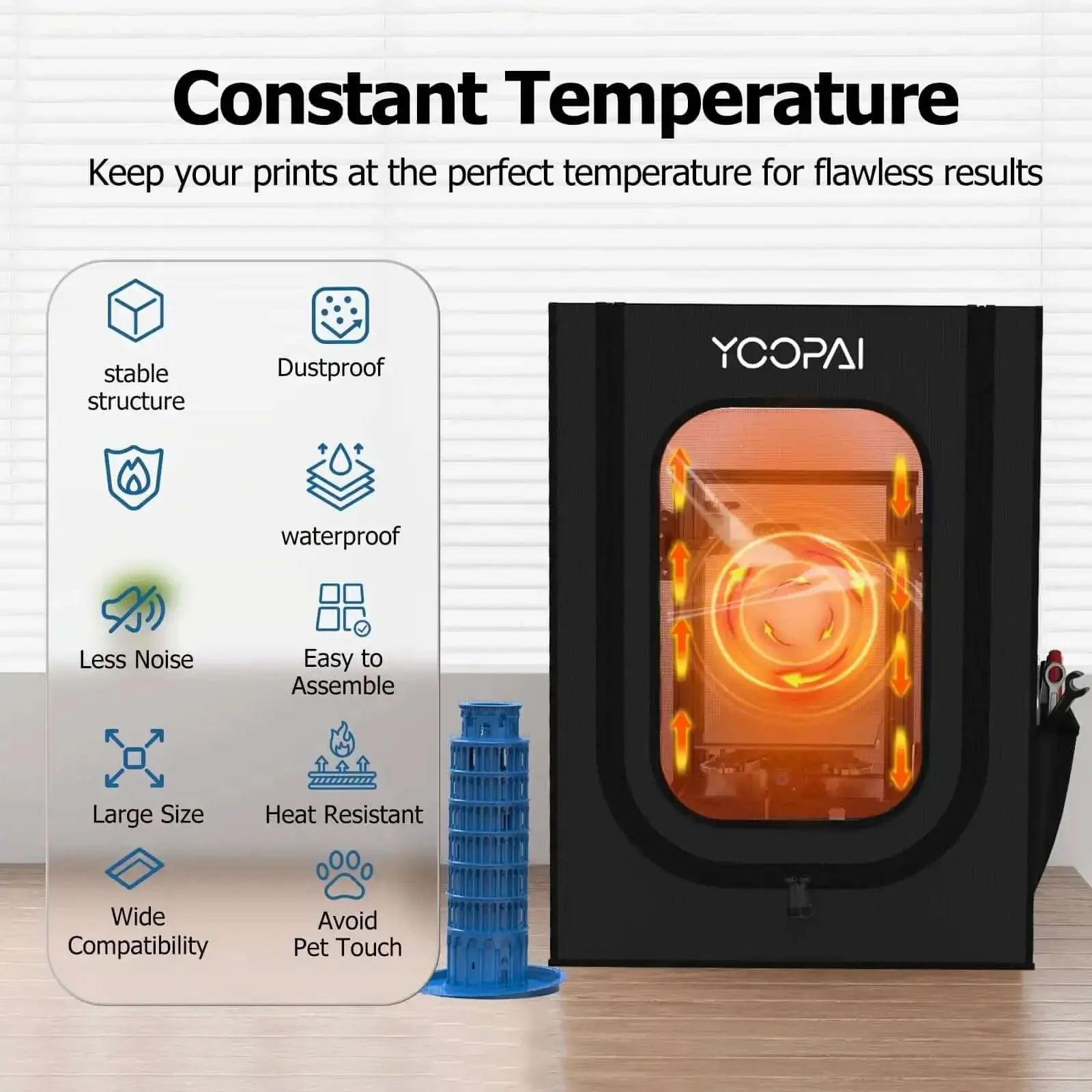 3D Printer Enclosure With Dustproof Tent And Constant Temperature Control For Ender 3 Series Ender 3 V2 Ender 3 S1 Ender 3 Pro Ender 3 V3 SE And Anycubic Elegoo Printers Keeps Print Temperature Stable Reduces Warping Mess And Noise Easy Setup - Image 6