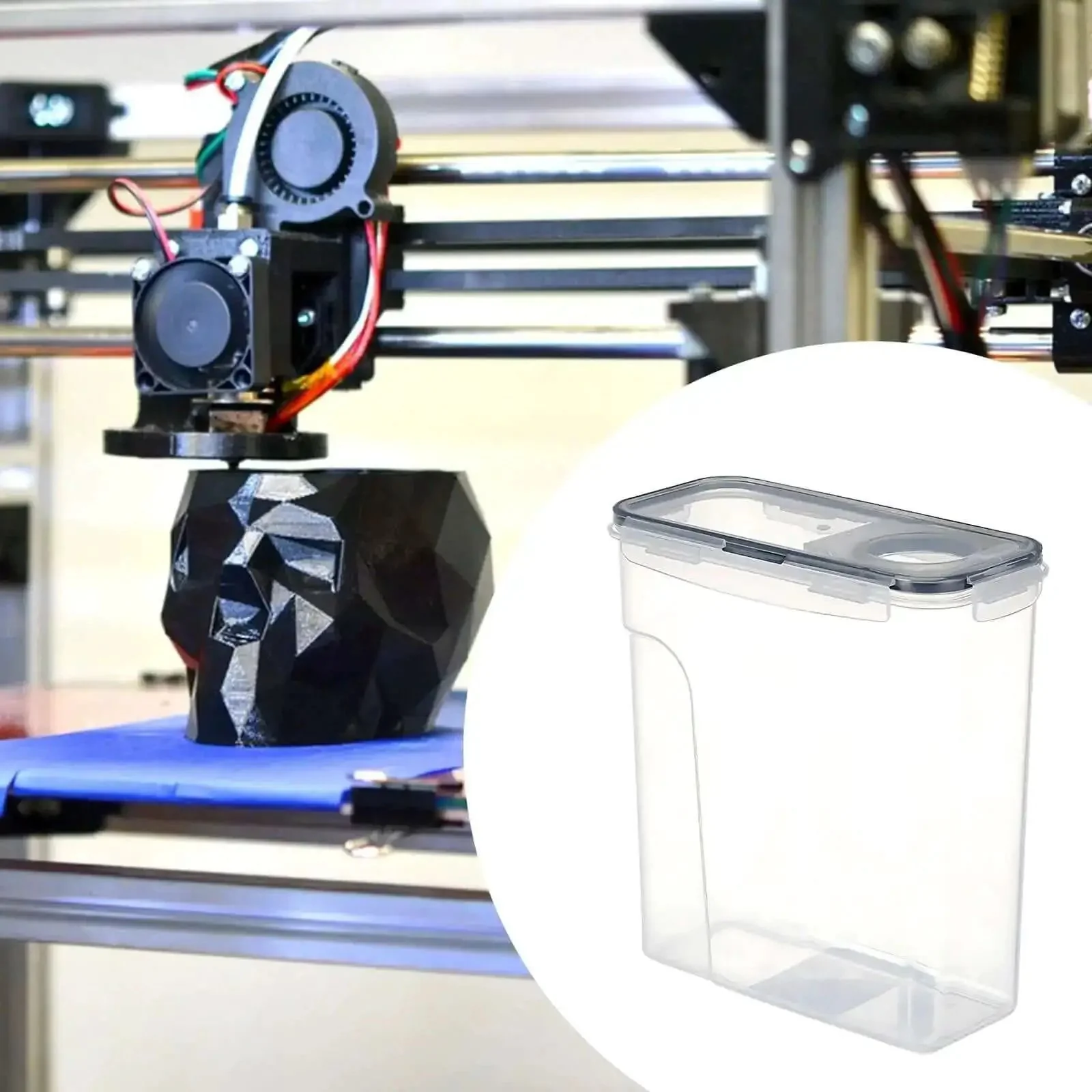 3D Printer Filament Dryer Box No Hassle Dustproof Waterproof Storage Case For 1Kg Spools Sealed Tank For PLA And PETG Filament Keeps Filament Dry Between Prints With Easy Reach Round Opening Black - Image 4