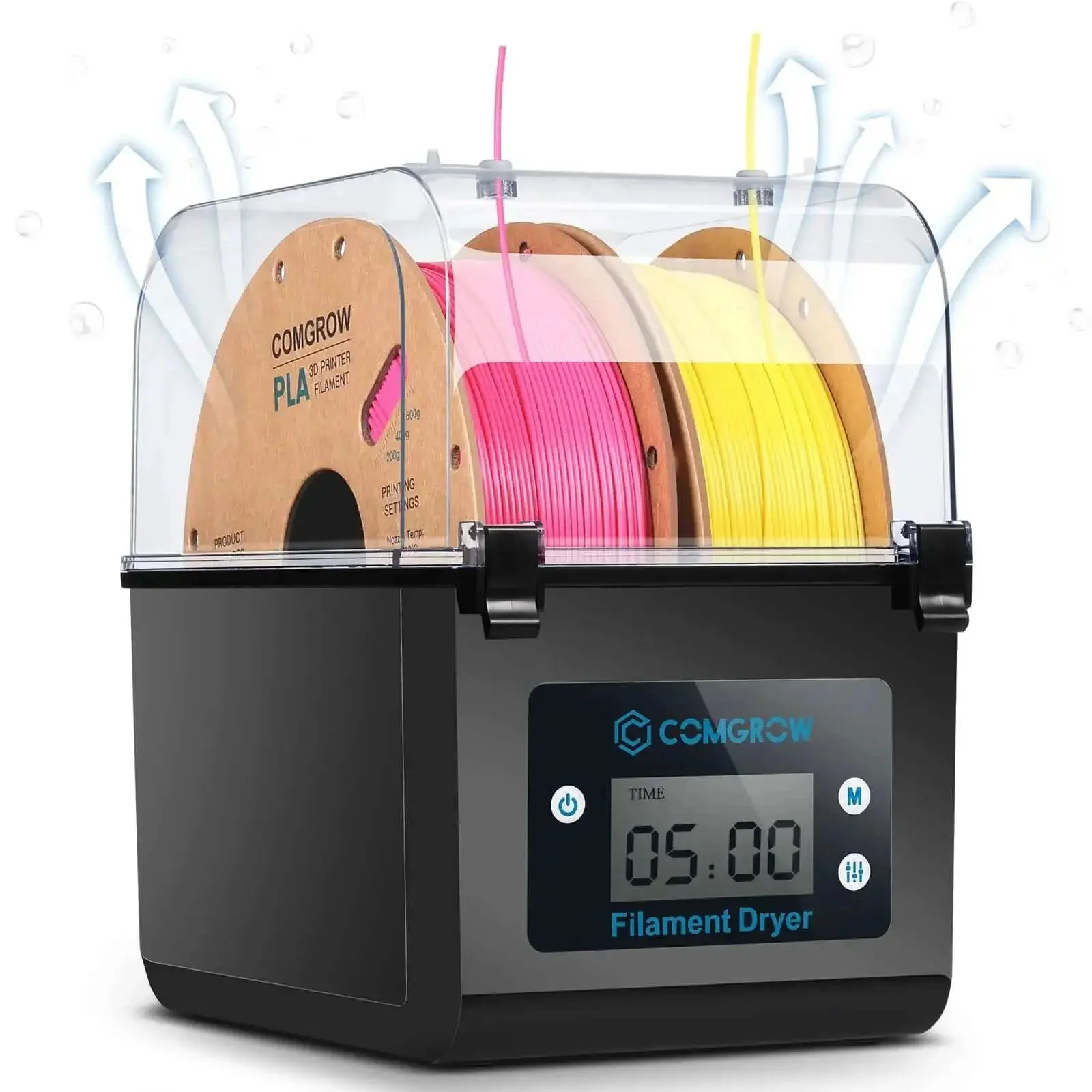3D Printer Filament Dryer Box With Huge Storage For 1Kg Spools, Keeps Filaments Dry Through Prints, Compatible With 1.75mm And 2.85mm PLA ABS Silk Filaments, Filament Dehydrator With Spool Holder
