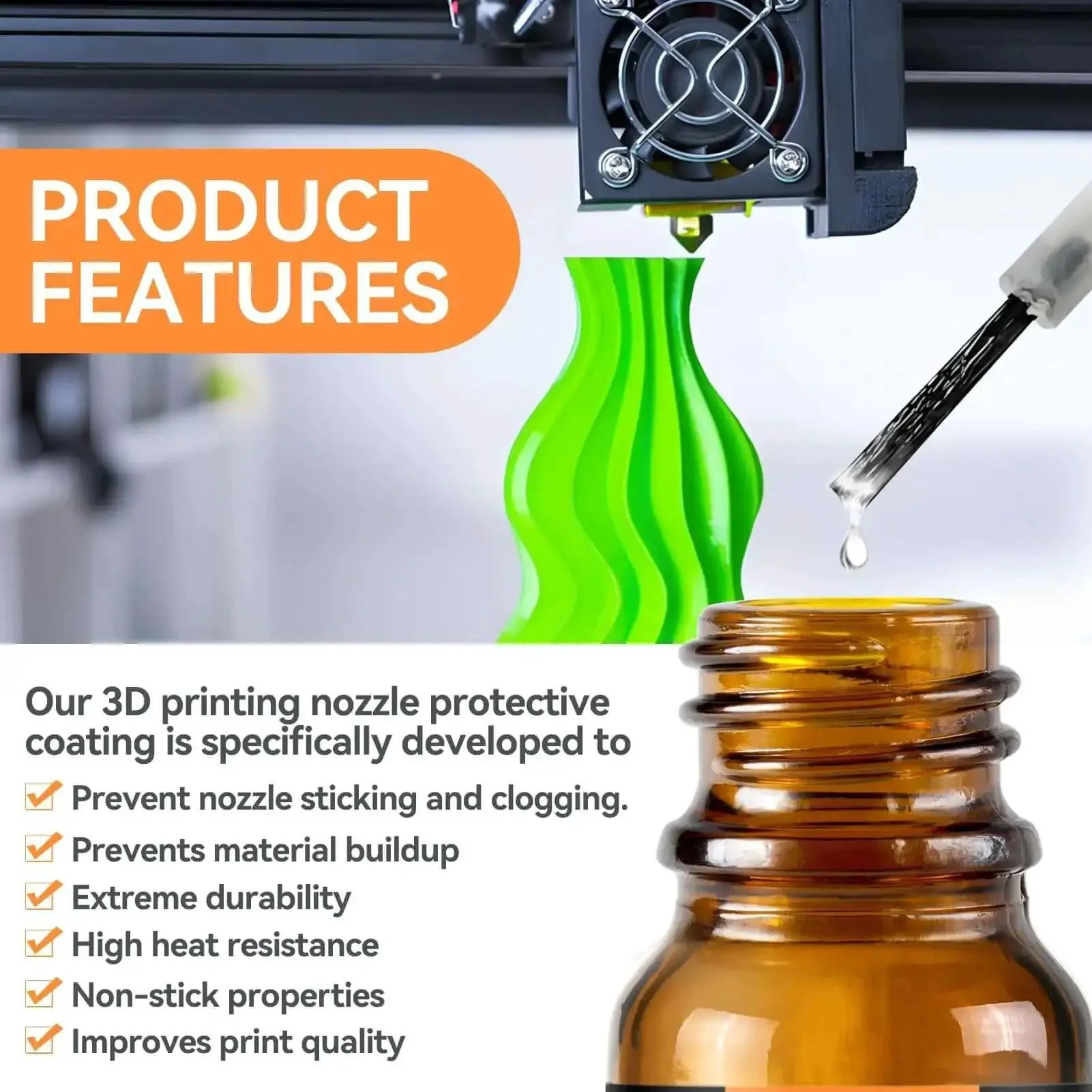 3D Printer Nozzle Protection Coating That Keeps Material Buildup And Clogging Away High Temp Non Stick Layer For Cleaner Nozzles Boosts Print Quality Durable Nozzle Cleaner For Most Printers 10Ml - Image 5