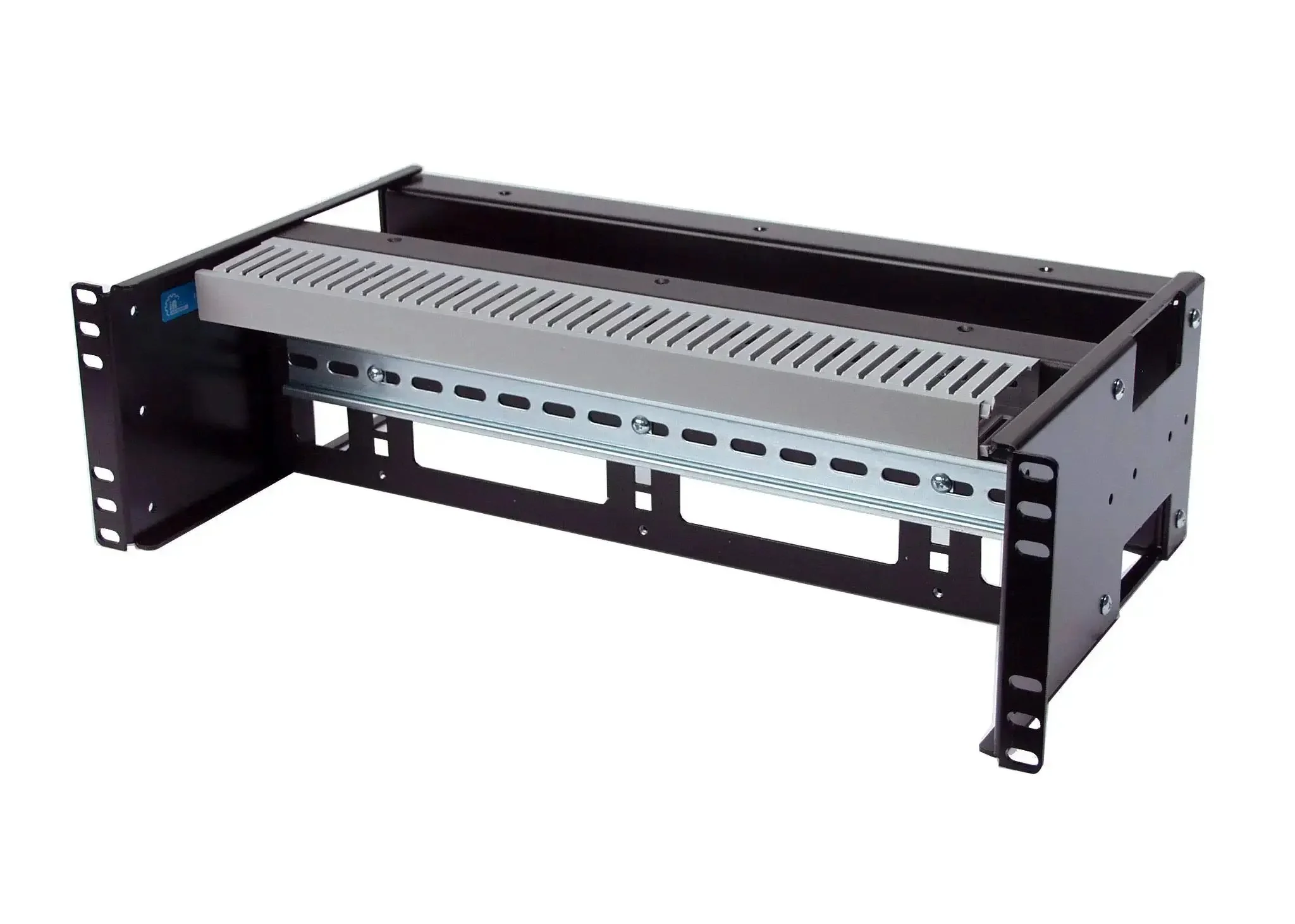 3U Rackmount Dual DIN Rail And Solid Metal Control Panel For Industrial 19 Inch 2 Post Relay Rack Or 4 Post Cabinet Removable DIN Rail PVC Wire Duct Adjustable Height Heavy Duty Steel Construction Built Like A Tank - Image 4