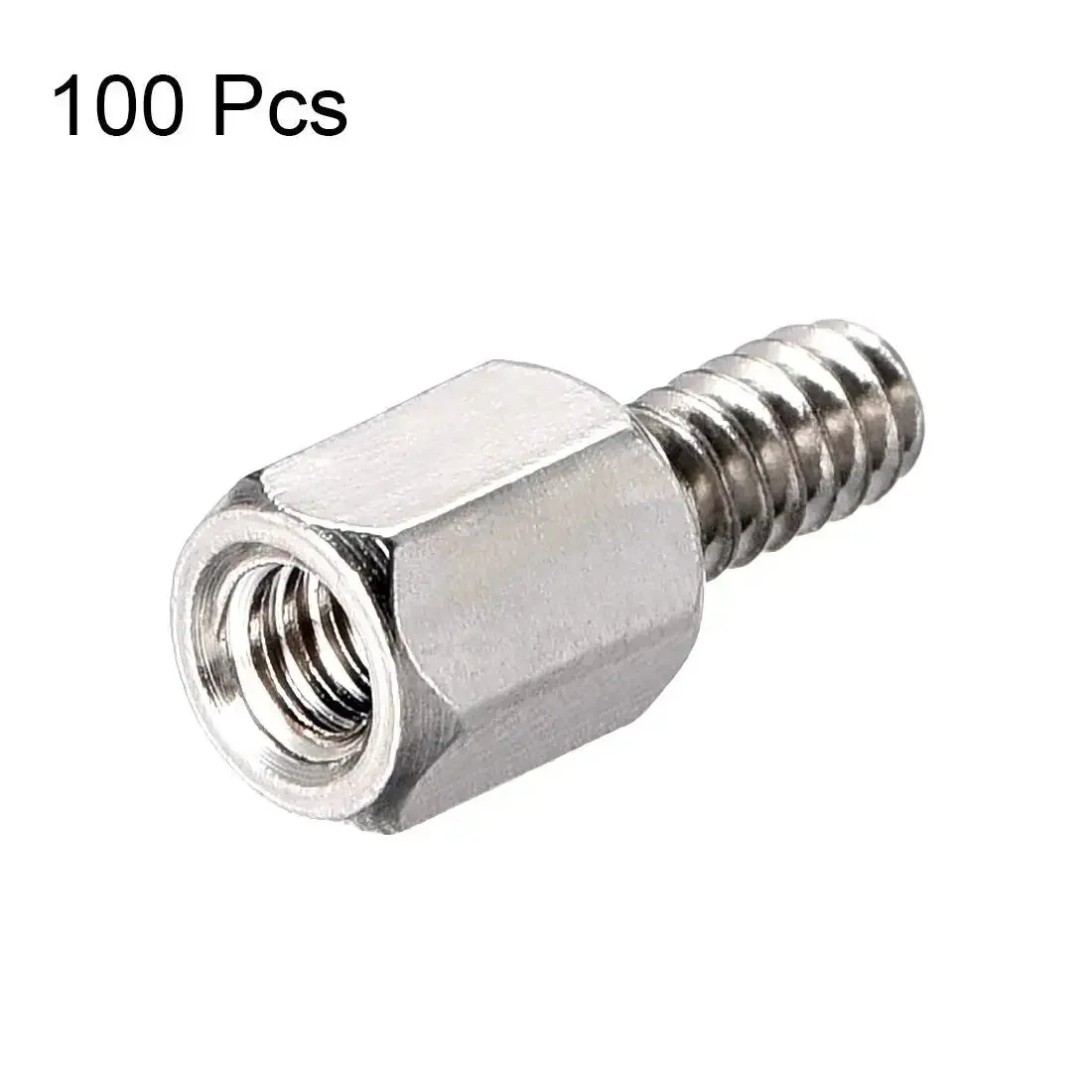 4-40 Brass Hex Standoff Spacers Screws F/M, 6mm Thread, 6mm Hex Length, Nickel Plated, PCB Pillars, Durable Brass Hardware Kit, 100 Pack, Great For Electronics Projects And DIY Builds - Image 2