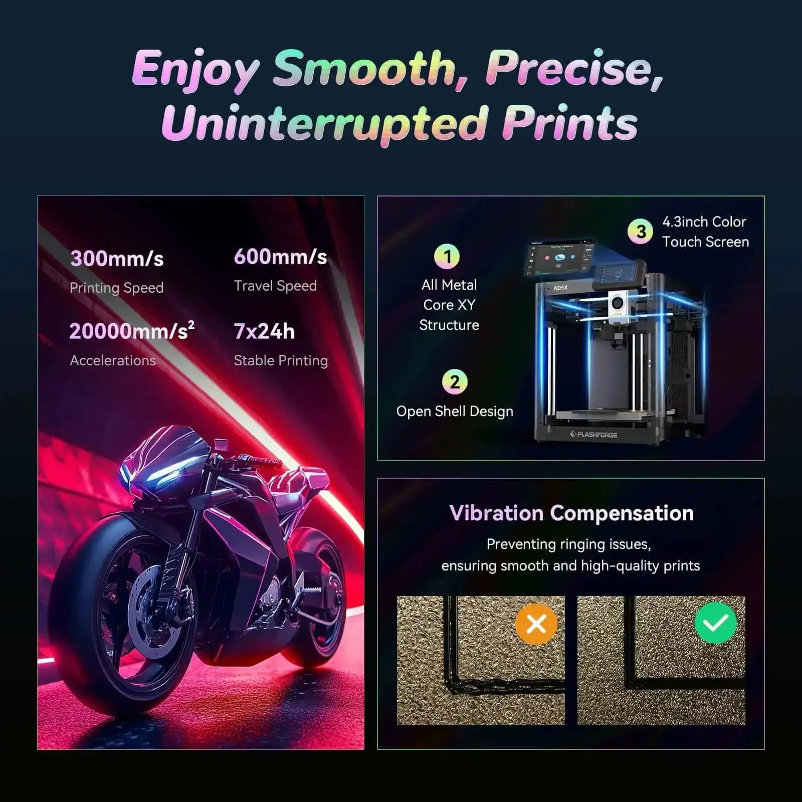 4 Color 3D Printer With Intelligent Filament System, Auto Leveling, All Metal CoreXY, 600mm/s High Speed, 300C Direct Extruder, Auto Load and Unload Filament, Up To 4kg Auto Refill, 220x220x220mm Build For PLA-CF And PETG-CF - Image 6