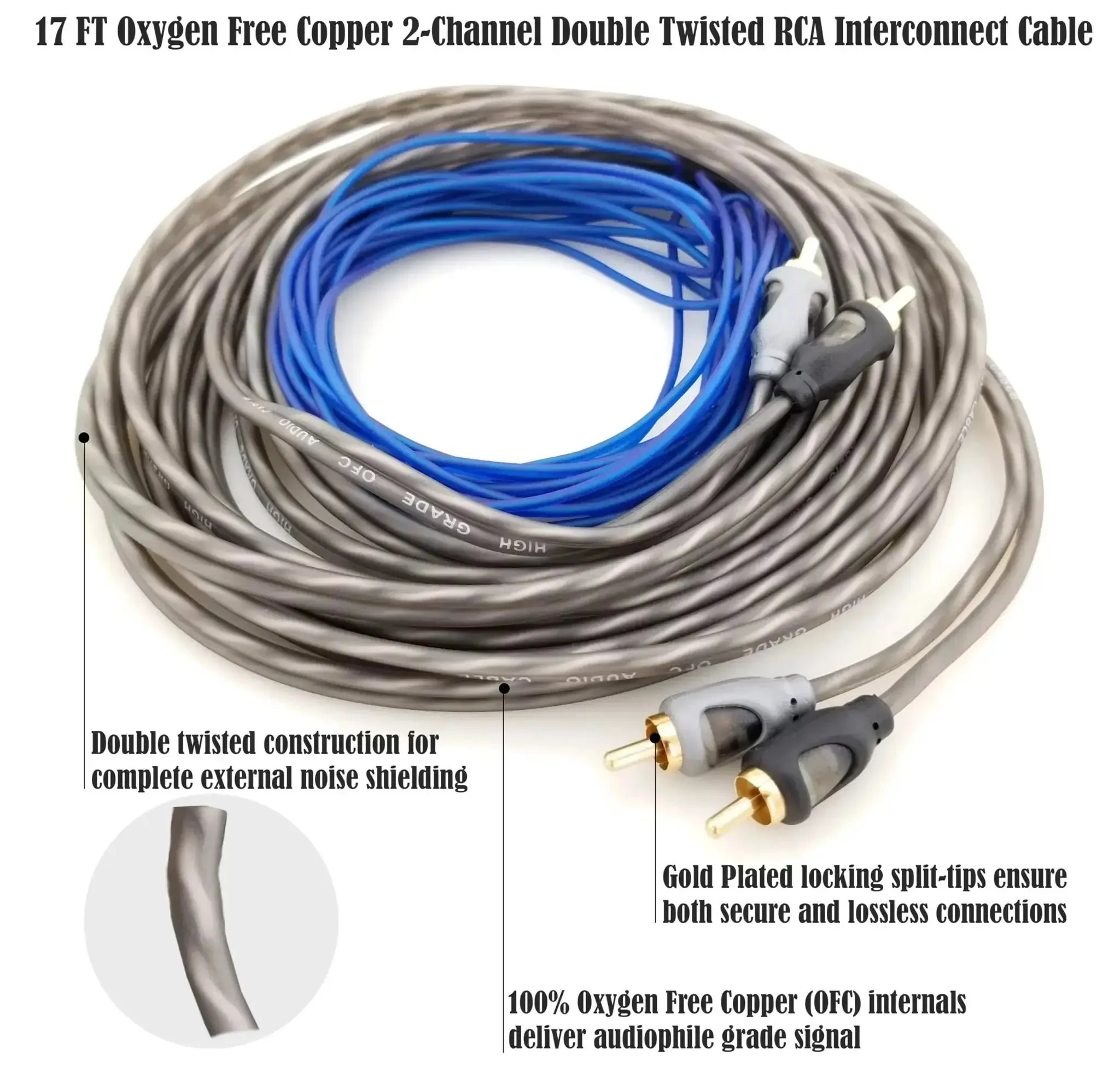 4 Gauge 100 Percent Oxygen Free Copper OFC Amplifier Wiring Kit With Plug And Play Install Bundle For Car Audio, True Spec 4 AWG Power Ground Cable RCA Speaker Wires Remote Wire For Subwoofer Amp Install - Image 5