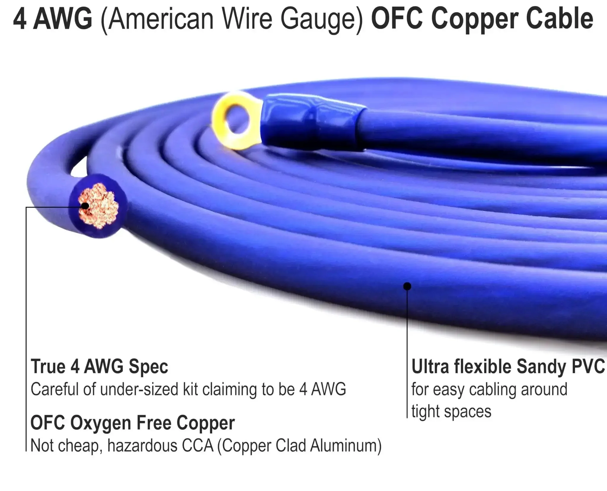 4 Gauge 100 Percent Oxygen Free Copper OFC Amplifier Wiring Kit With Plug And Play Install Bundle For Car Audio, True Spec 4 AWG Power Ground Cable RCA Speaker Wires Remote Wire For Subwoofer Amp Install - Image 7