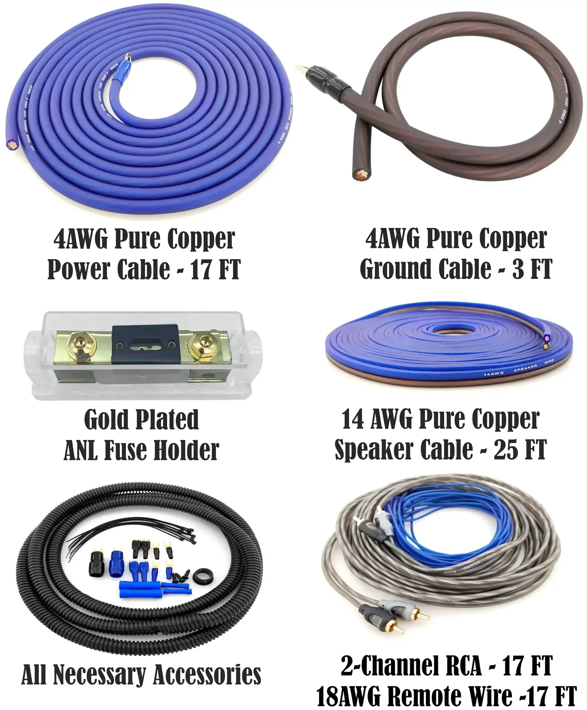 4 Gauge 100 Percent Oxygen Free Copper OFC Amplifier Wiring Kit With Plug And Play Install Bundle For Car Audio, True Spec 4 AWG Power Ground Cable RCA Speaker Wires Remote Wire For Subwoofer Amp Install - Image 8