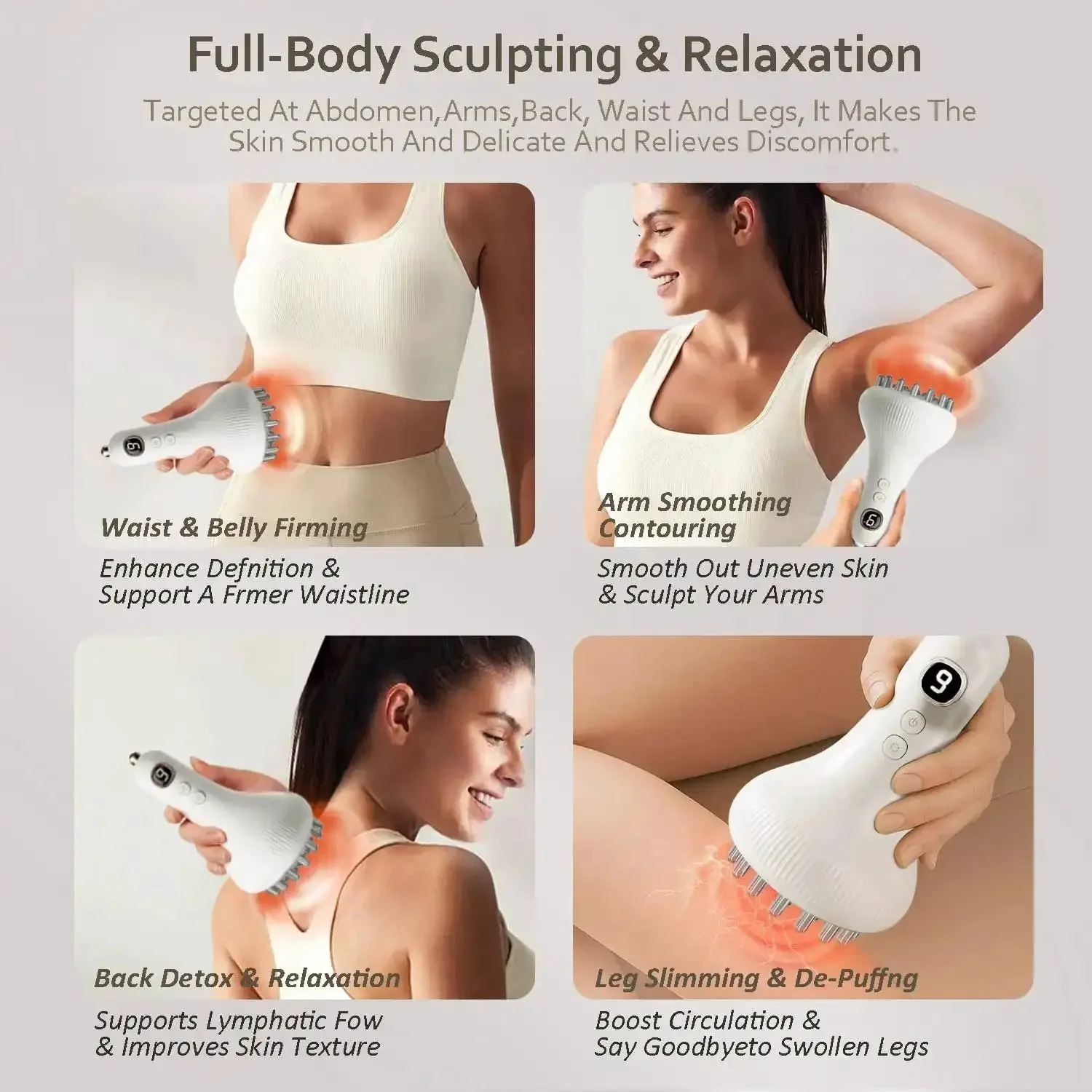 4 In 1 Lymphatic Drainage Massager For Whole Body With Microcurrent Red Light Heat And Vibration Anti Cellulite Fascia Tool For Tighter Skin Water Retention Reduction And Post Workout Recovery - Image 3