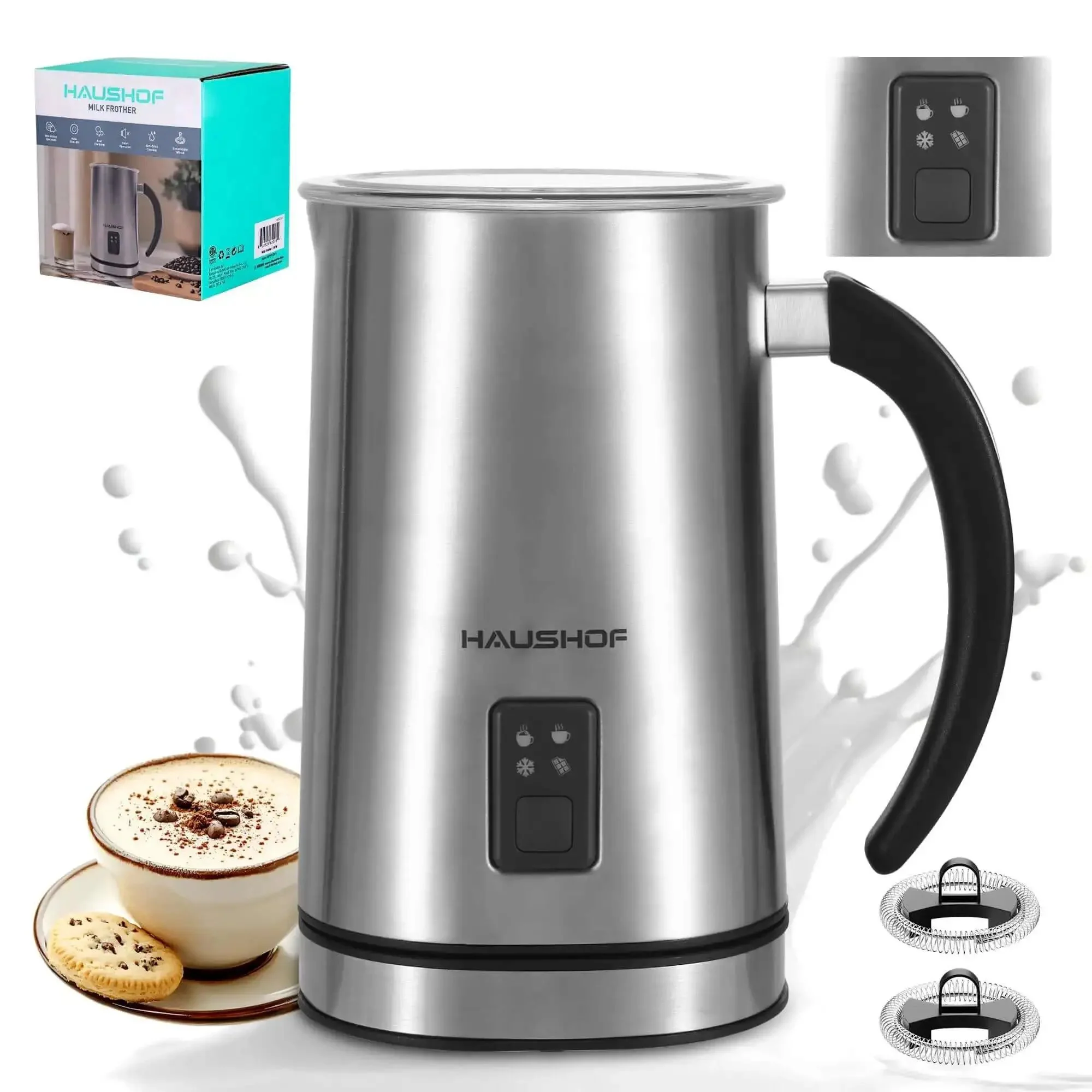 4 In 1 Milk Frother And Steamer For Home Barista-Grade Drinks, One-Touch Hot Or Cold Froth, Milk Warmer, And Hot Chocolate Maker, Large Capacity For Lattes, Cappuccinos, Macchiatos, And Iced Coffee At Home