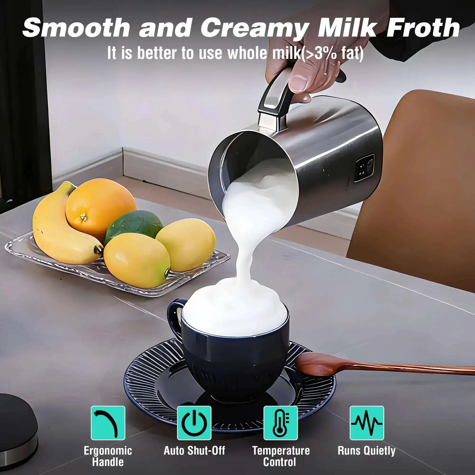 4 In 1 Milk Frother And Steamer For Home Barista-Grade Drinks, One-Touch Hot Or Cold Froth, Milk Warmer, And Hot Chocolate Maker, Large Capacity For Lattes, Cappuccinos, Macchiatos, And Iced Coffee At Home - Image 5