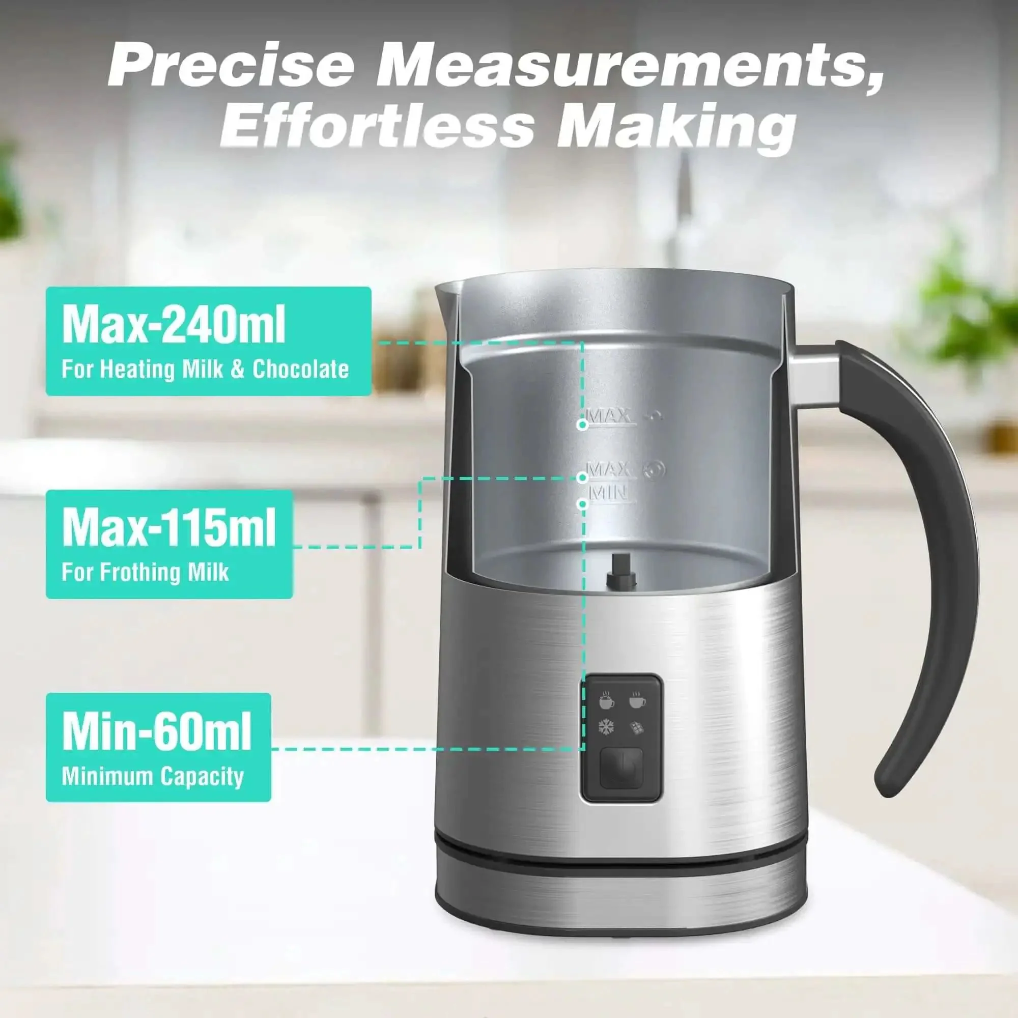 4 In 1 Milk Frother And Steamer For Home Barista-Grade Drinks, One-Touch Hot Or Cold Froth, Milk Warmer, And Hot Chocolate Maker, Large Capacity For Lattes, Cappuccinos, Macchiatos, And Iced Coffee At Home - Image 7