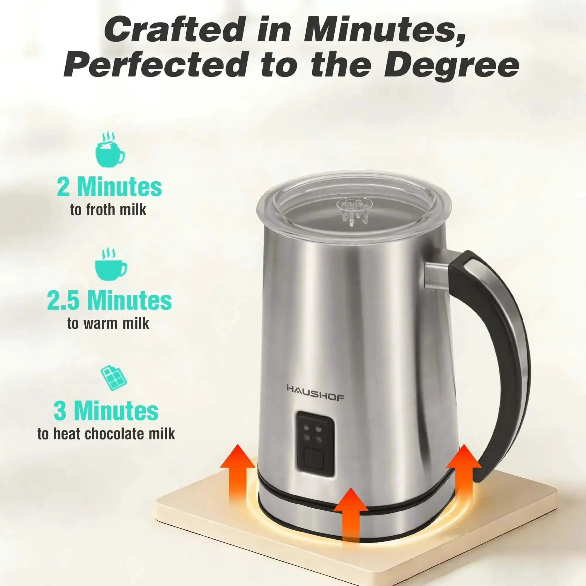 4 In 1 Milk Frother And Steamer For Home Barista-Grade Drinks, One-Touch Hot Or Cold Froth, Milk Warmer, And Hot Chocolate Maker, Large Capacity For Lattes, Cappuccinos, Macchiatos, And Iced Coffee At Home - Image 8
