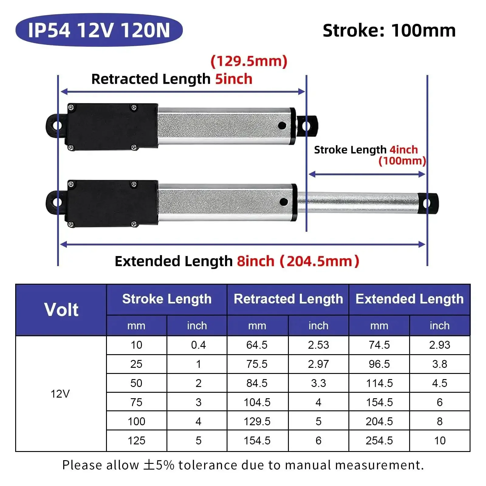 4 Inch Beefy 120N 12V Electric Linear Actuator With 100mm Stroke, 5 To 8 Inch Extended Reach, 0.6 Inches Per Second Travel, Includes Brackets For Cabinets, Robotics, Home Automation And Window Opener Projects - Image 8
