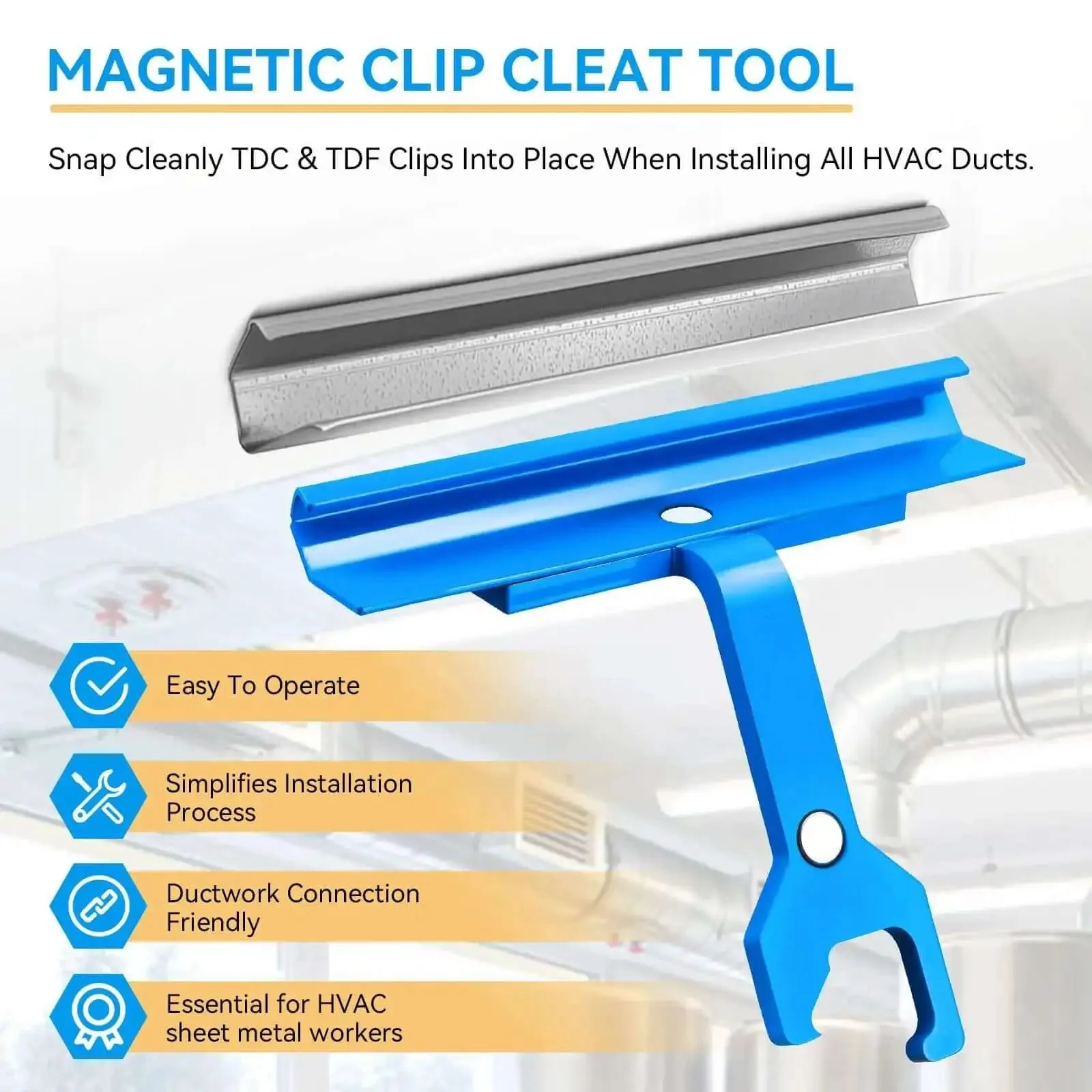 4 Inch Clip Cleat Tool For HVAC Ductwork Quick Install In Tight Spaces PPC PPF Clips Cleats Snap In For TDC And TDF Clamps Pro Grade Metal Duct Tools For Real HVAC Pros - Image 7