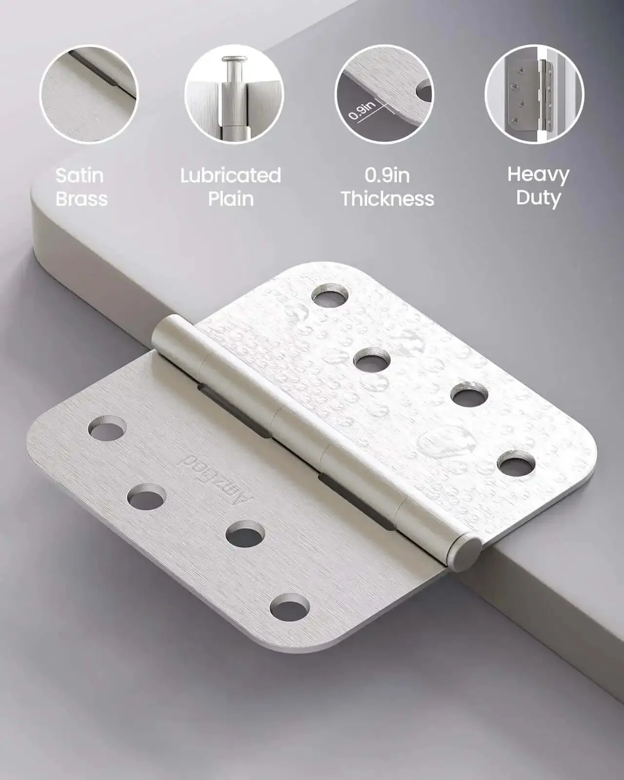 4 Inch Door Hinges 3 Pack Brushed Nickel Satin Finish Five Eighth Inch Radius Corners Heavy Duty 4x4 Interior Hinges With 8 Holes And 27 Screws For Easy Install On Residential Front Doors - Image 5
