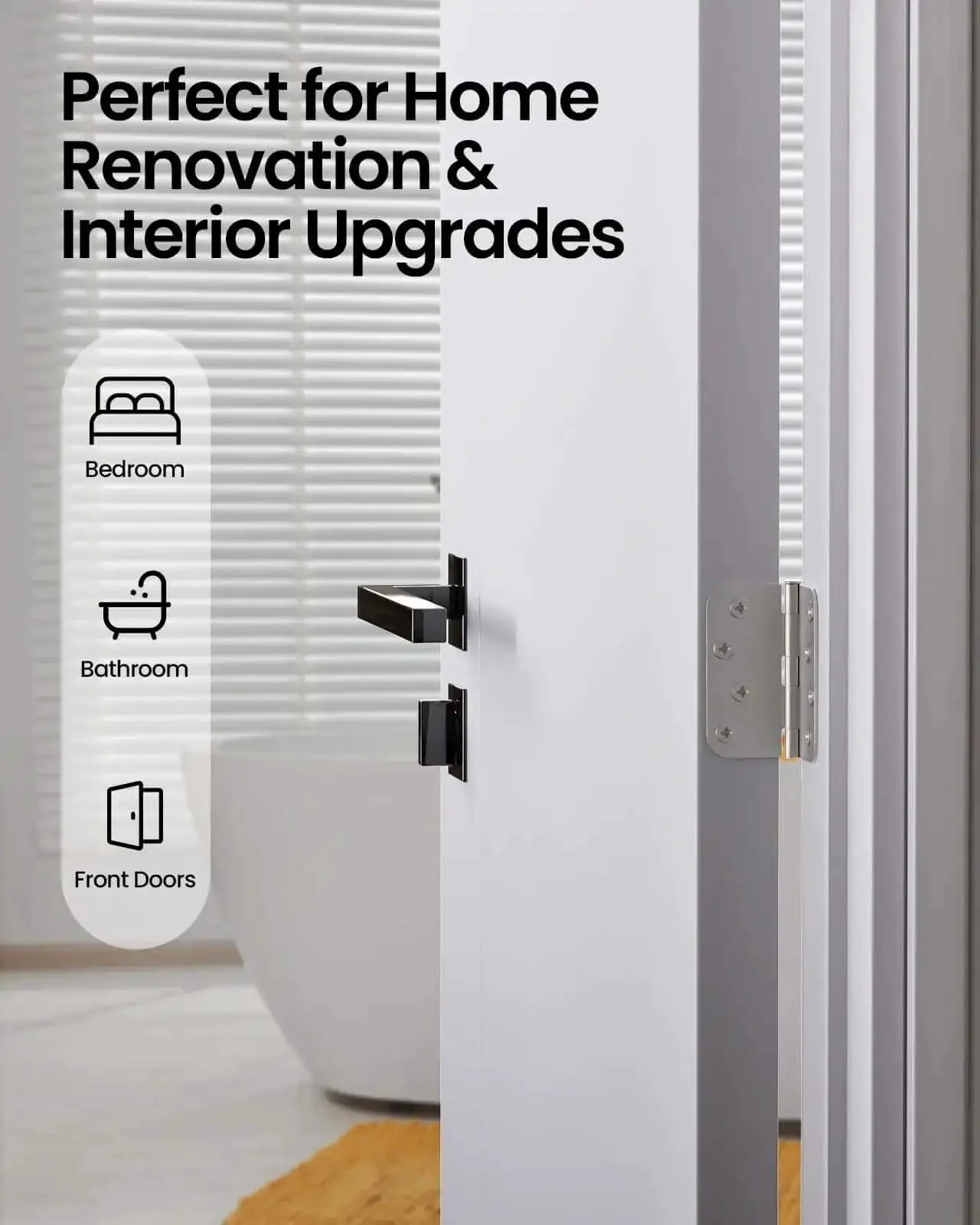 4 Inch Door Hinges 3 Pack Brushed Nickel Satin Finish Five Eighth Inch Radius Corners Heavy Duty 4x4 Interior Hinges With 8 Holes And 27 Screws For Easy Install On Residential Front Doors - Image 7