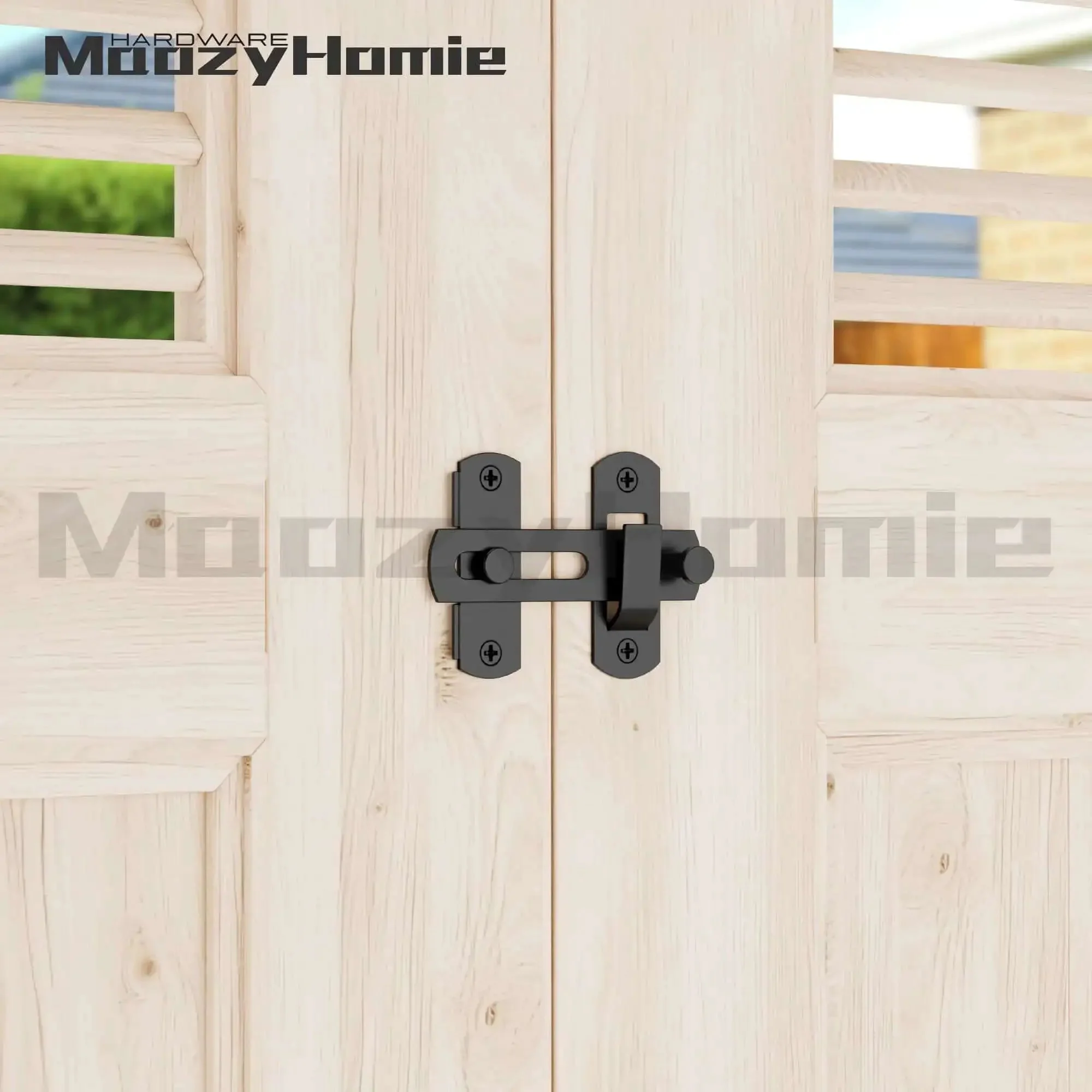 4 Inch Flip Gate Latch Set 180 Degree Barn Door Lock Latch Heavy Duty SUS304 Stainless Steel With Black Finish Sliding Latch For Barn Wood Fence Doors Bolt Buckle Lock 2 Pack Built Tough For Easy Swing - Image 2