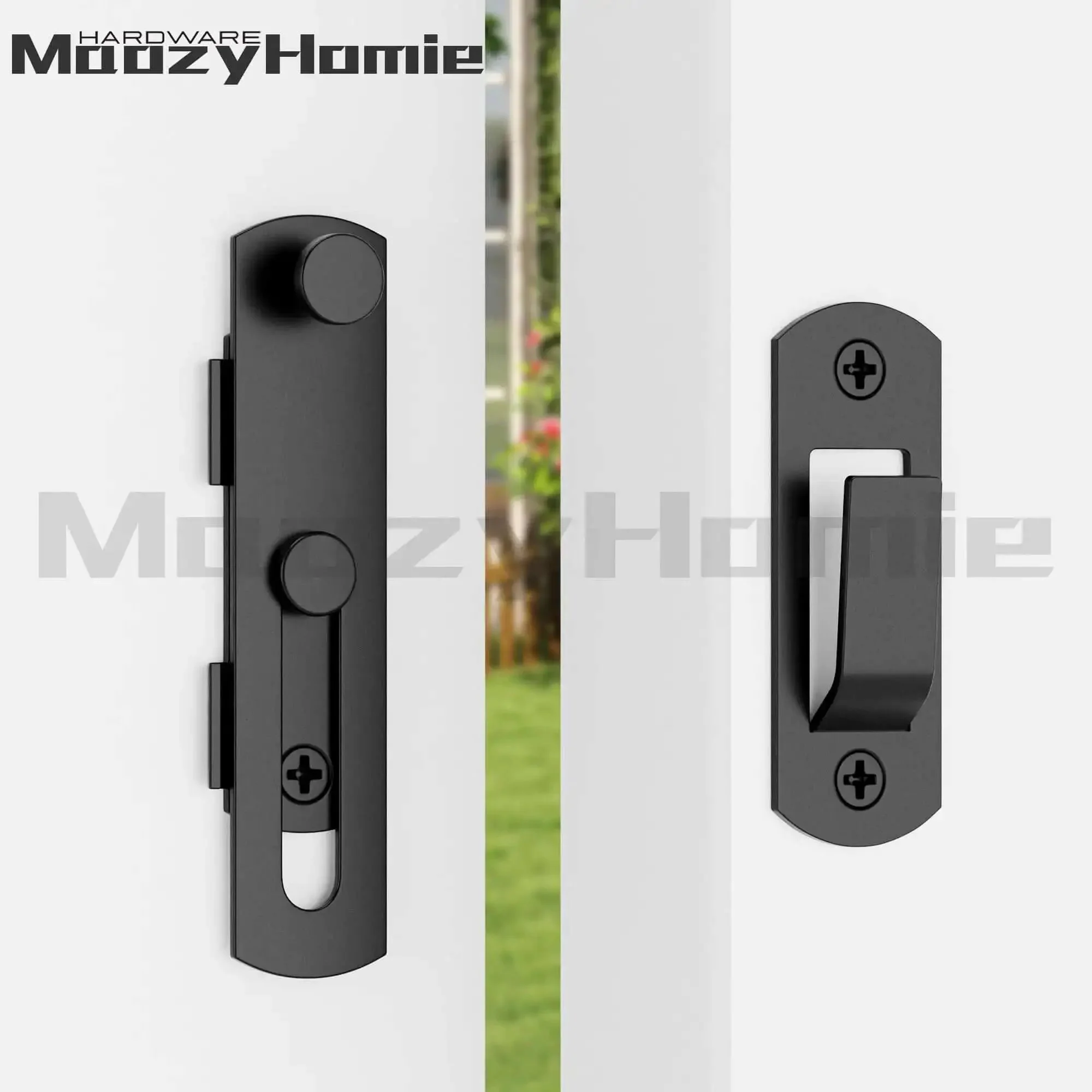 4 Inch Flip Gate Latch Set 180 Degree Barn Door Lock Latch Heavy Duty SUS304 Stainless Steel With Black Finish Sliding Latch For Barn Wood Fence Doors Bolt Buckle Lock 2 Pack Built Tough For Easy Swing - Image 3