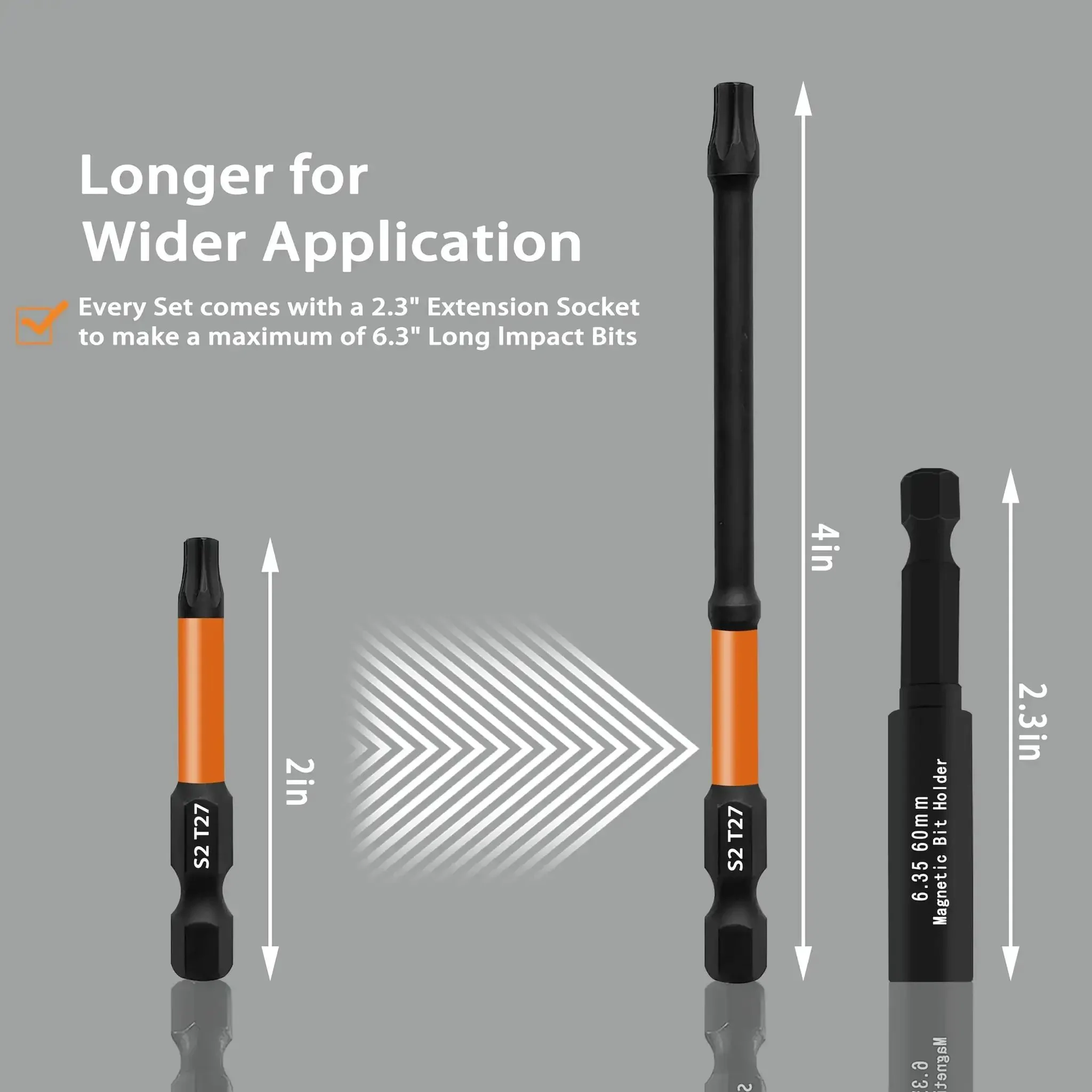 4 Inch Long Impact Torx Bit Set, 13-Piece Security Torx Bits TT7 to TT40, S2 Alloy Steel Built Tough With CNC Machined Tips, Tamper Proof Star Bits, One Quarter Inch Hex Shank, Magnetic Bit Holder and Storage Box - Image 3