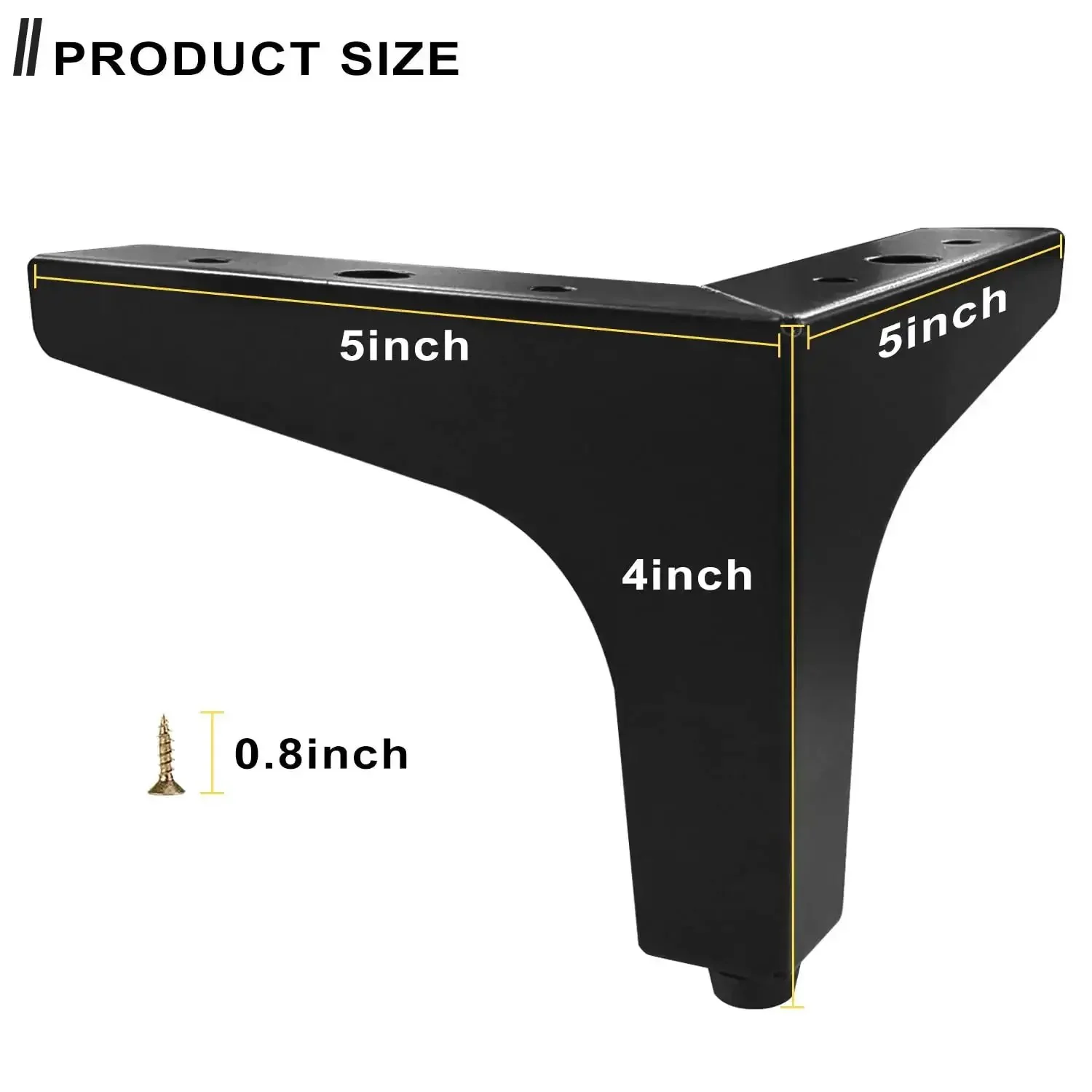 4 Inch Triangle Metal Furniture Legs Set Of 4 For Cabinets And Dressers Heavy Duty Replacement Feet With Matte Black Finish Beefy Steel Feet For Sturdy Support And Modern Look - Image 7