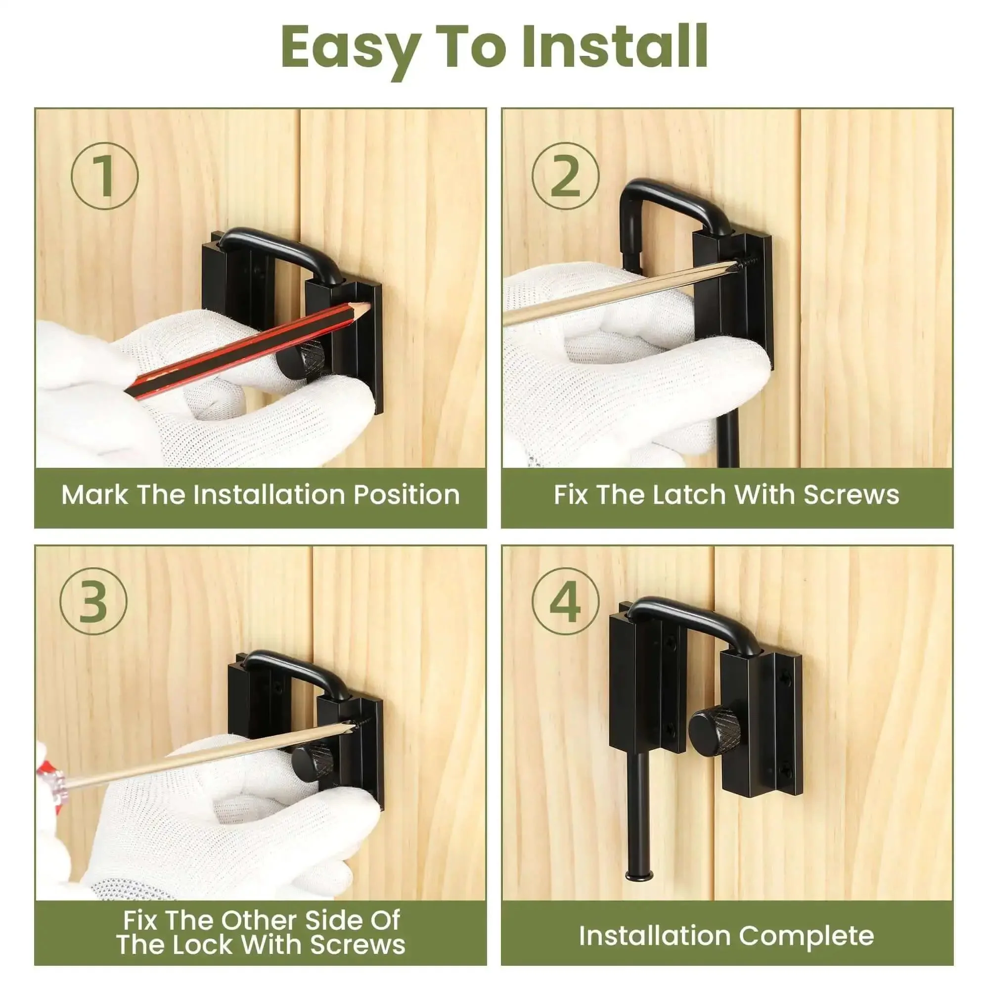 4 Inch U Bolt Door Loop Lock Heavy Duty Security Latch Black Anti Theft Privacy Bolt for Interior Doors Bedroom Apartment Barn Door Fence Gate Hardware Easy Install - Image 3