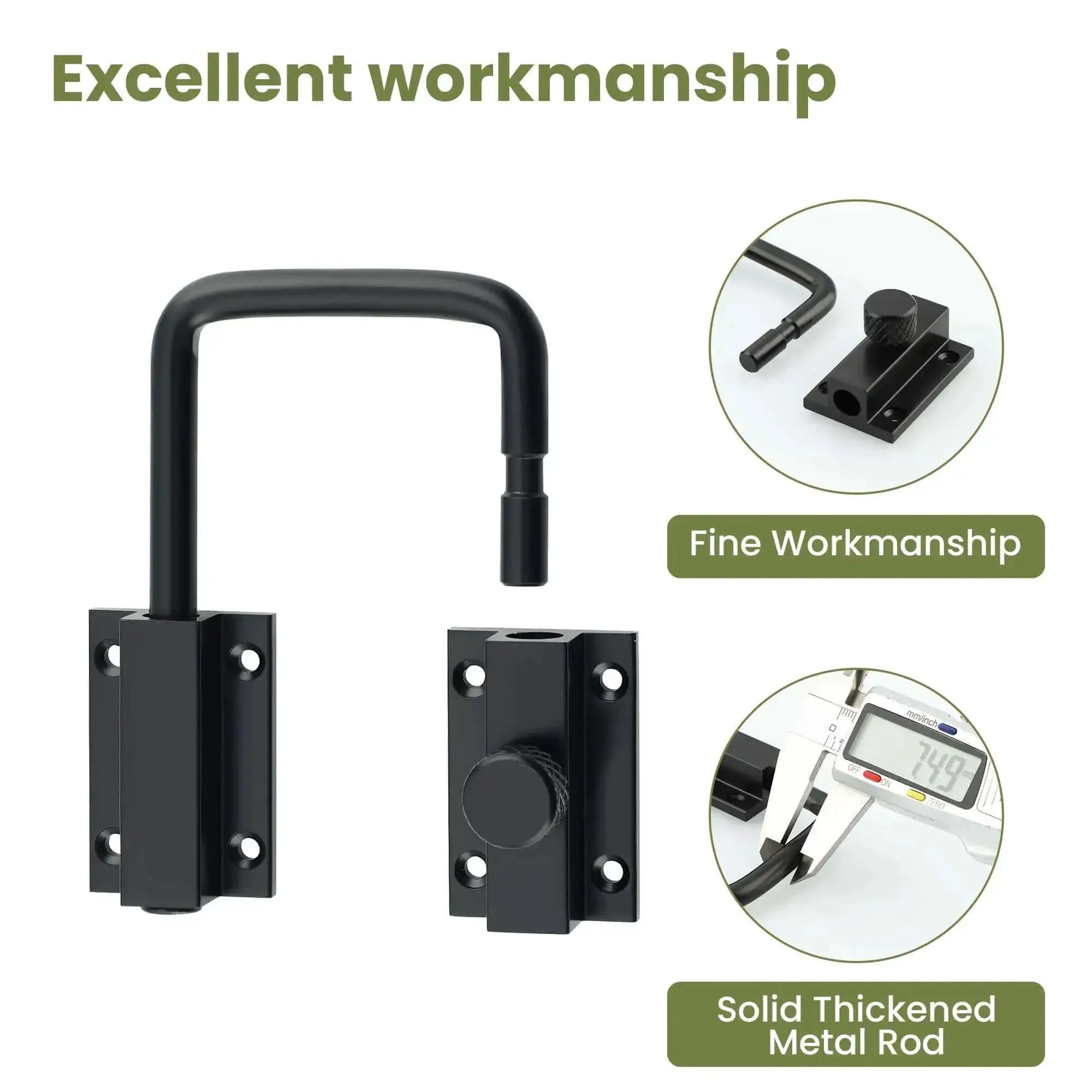 4 Inch U Bolt Door Loop Lock Heavy Duty Security Latch Black Anti Theft Privacy Bolt for Interior Doors Bedroom Apartment Barn Door Fence Gate Hardware Easy Install - Image 6