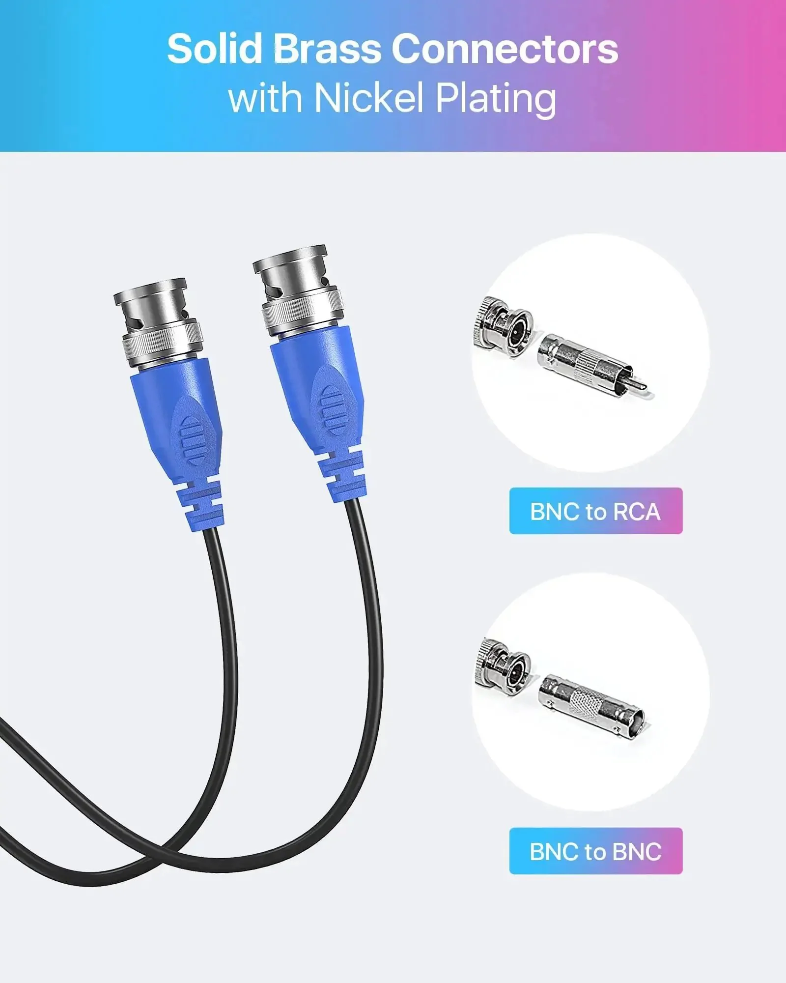 4 Pack 100 Foot BNC Video Power Cables For CCTV Security Cameras And DVR Systems All In One Extension Wire With 4 BNC And RCA Connectors Includes 100 Cable Clips For Quick Clean Install - Image 8