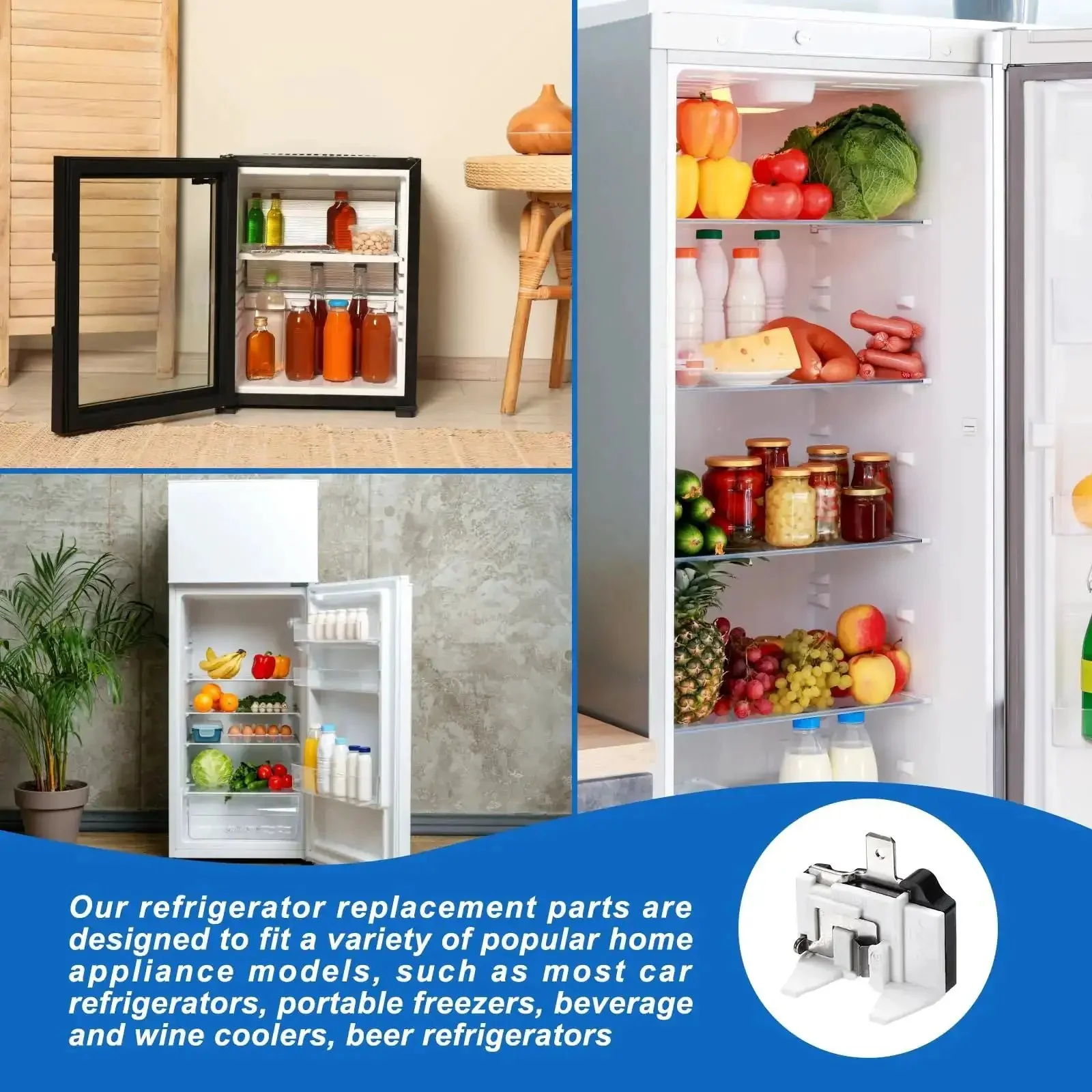 4 Pack 1/2 HP Refrigerator Overload Protector Replacement Parts For Freezers And Coolers, 1 Pin Thermal Overload Protectors For Refrigerator Compressors, Easy Plug And Play Fit For Most Car Refrigerators, Portable Freezers, Beverage And Wine Coolers - Image 2