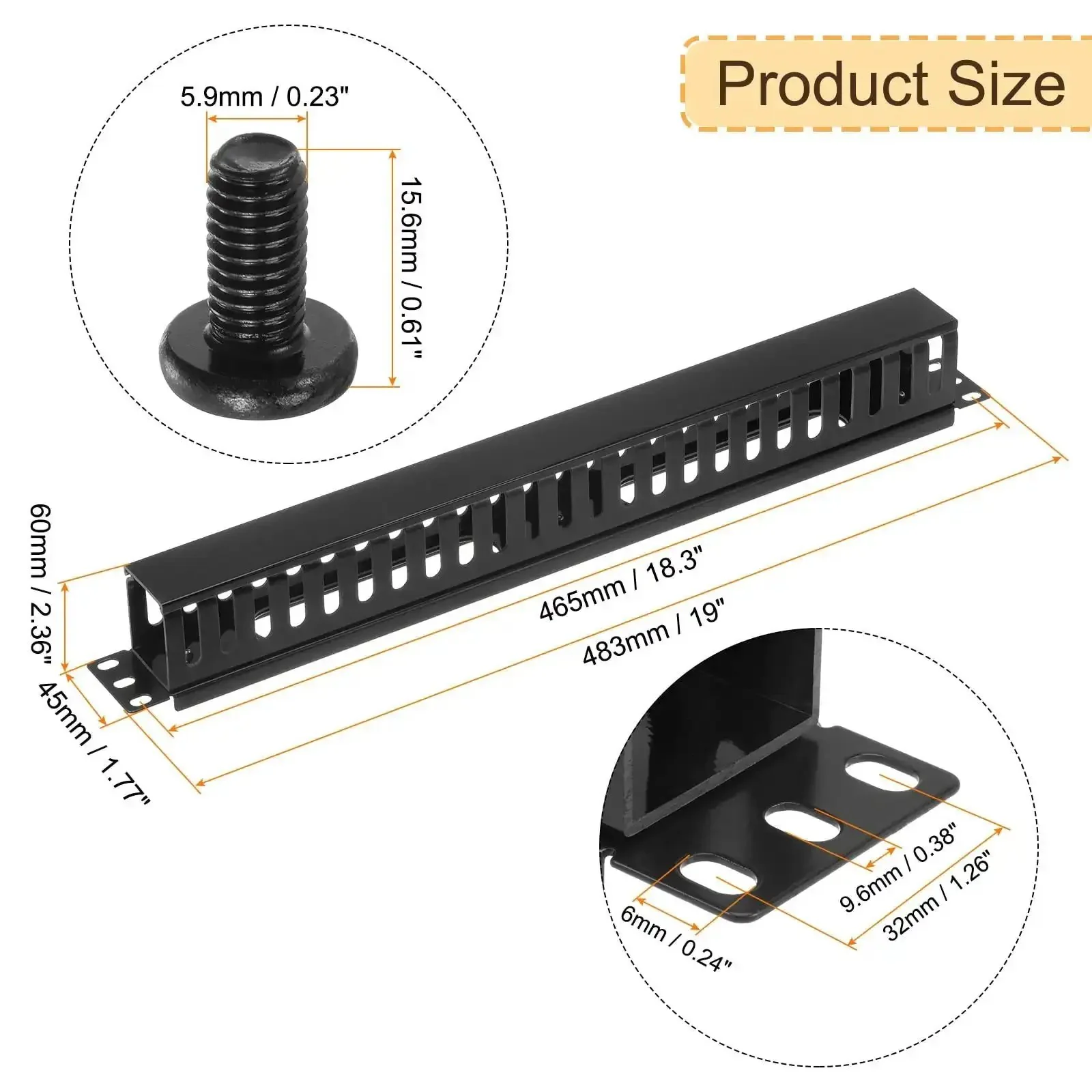 4 Pack 1U 19 Inch Cable Manager Kit For Network Racks, 24 Slot Horizontal Wire Organizer, Metal Finger Duct Mounts For Cabinets, Black Rack Ready, Pro Grade Heavy Duty Cable Management Solution For Neat, Accessible Cabling - Image 7