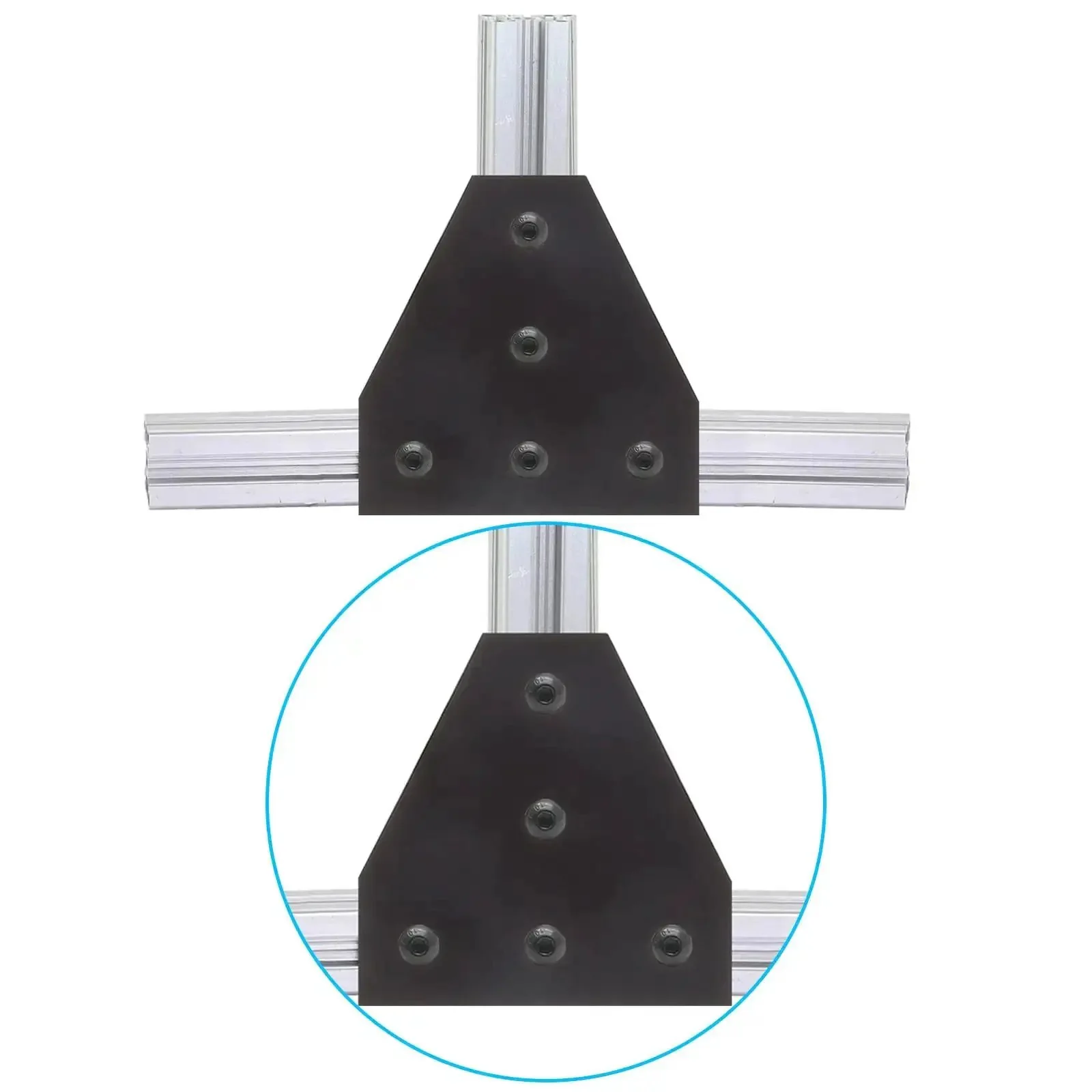 4 Pack 2020 T Shape Joint Plates For Aluminum Extrusion T Slot Corner Brackets With Five-Hole Design 6mm Slot 90 Degree Connector Black Great For 2020 Series Profiles And DIY CNC Frames - Image 3