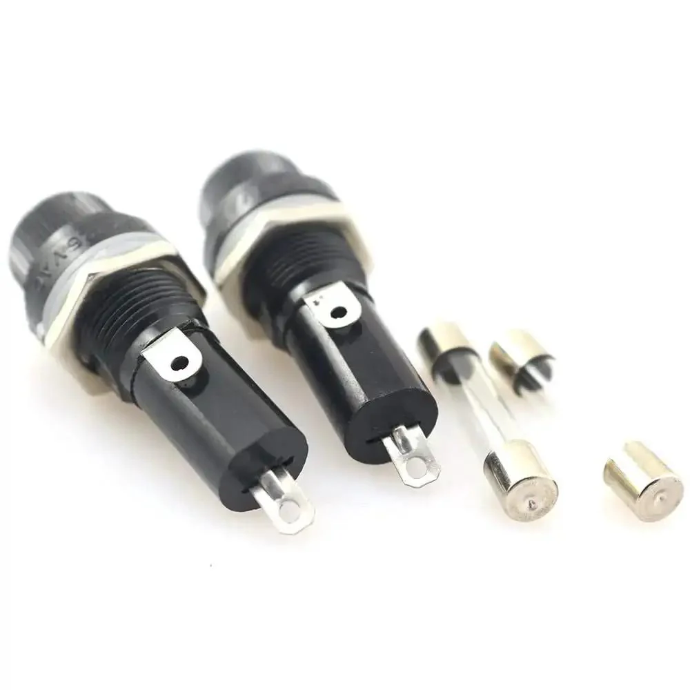4 Pack 6x30mm Fuse Holders Panel Mount Screw Cap Style Built To Last For 250V AC 10A And 125V AC 15A Fuses, Fits 6x30mm Fuses, Black Plastic And Metal, With Nut And Solder Lug Terminals - Image 2