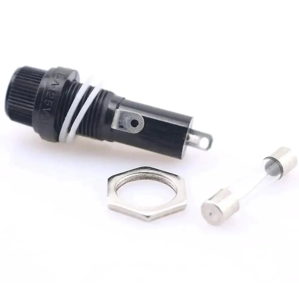4 Pack 6x30mm Fuse Holders Panel Mount Screw Cap Style Built To Last For 250V AC 10A And 125V AC 15A Fuses, Fits 6x30mm Fuses, Black Plastic And Metal, With Nut And Solder Lug Terminals - Image 3