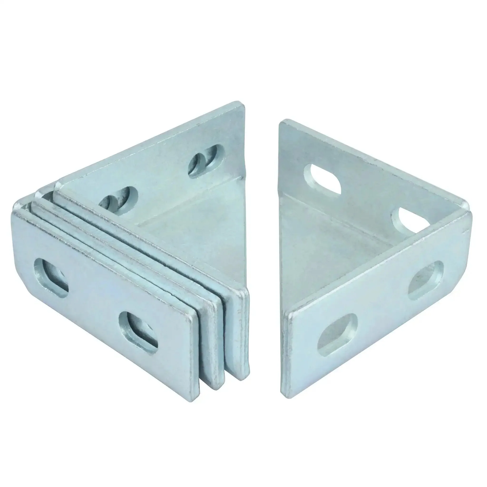 4 Pack 90 Degree Gusseted Corner Brackets For 1-5/8 Inch Strut Channel, 3/16 Inch Thick Carbon Steel With Electrogalvanized Blue Finish, 4 Slot Holes For Easy Bolt Mounting, Built Tough For Connection, Reinforcement, And Support