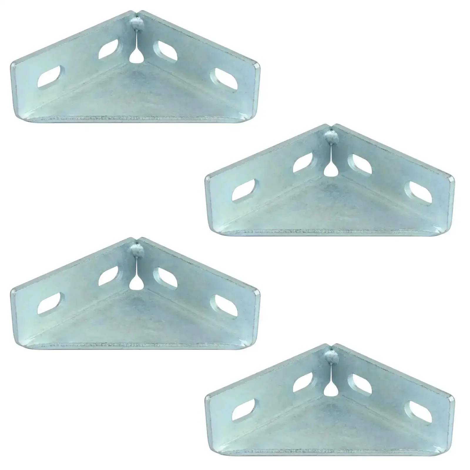4 Pack 90 Degree Gusseted Corner Brackets For 1-5/8 Inch Strut Channel, 3/16 Inch Thick Carbon Steel With Electrogalvanized Blue Finish, 4 Slot Holes For Easy Bolt Mounting, Built Tough For Connection, Reinforcement, And Support - Image 2