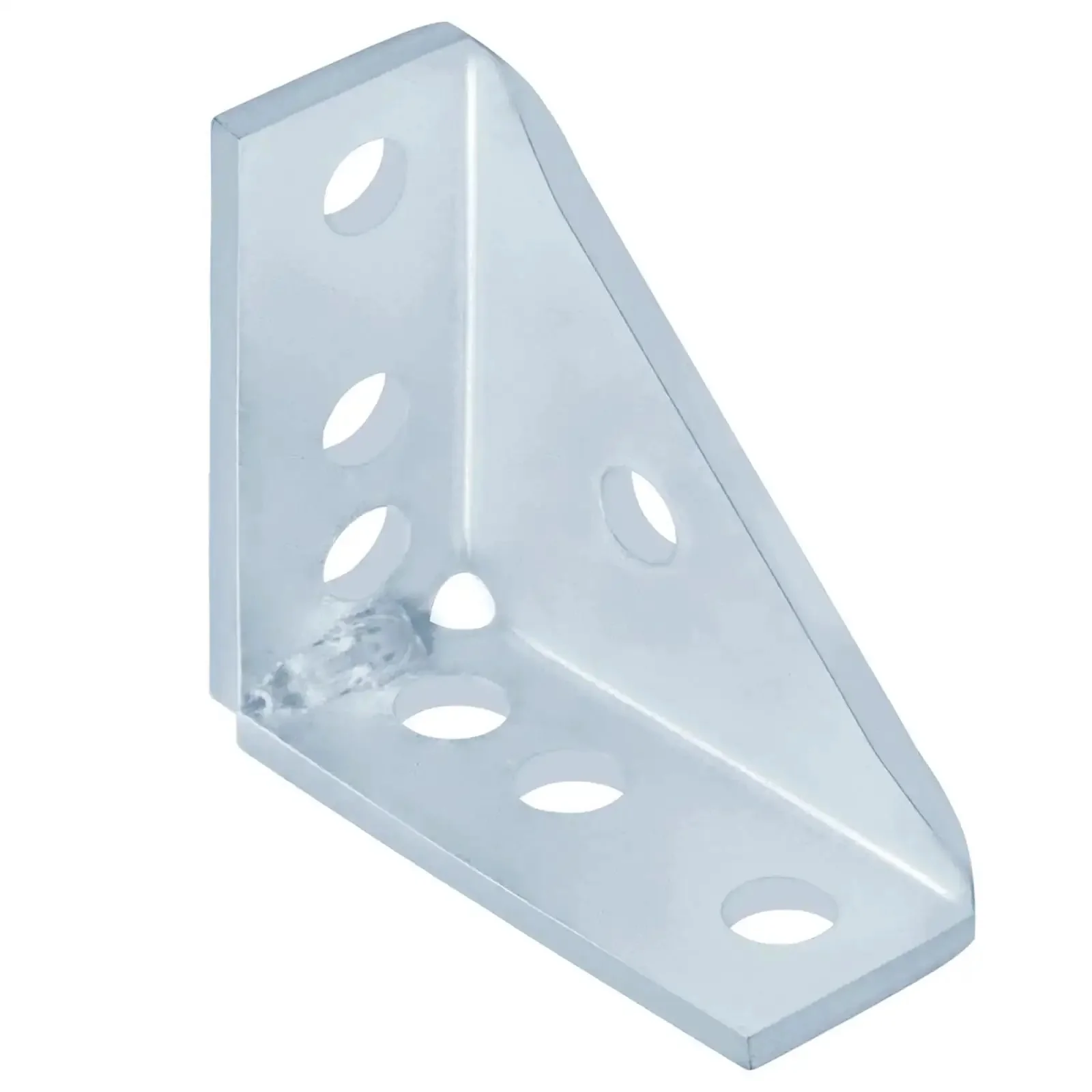 4 Pack 90 Degree Gusseted Fitting For 1-5/8 Inch Strut Channel Electro-Galvanized Corner Brackets 7 Hole Pattern Seven Thirty-Second Inch Thick Low Carbon Steel Silver Finish Heavy-Duty Rock-Solid Easy Install For Industrial Framing - Image 3