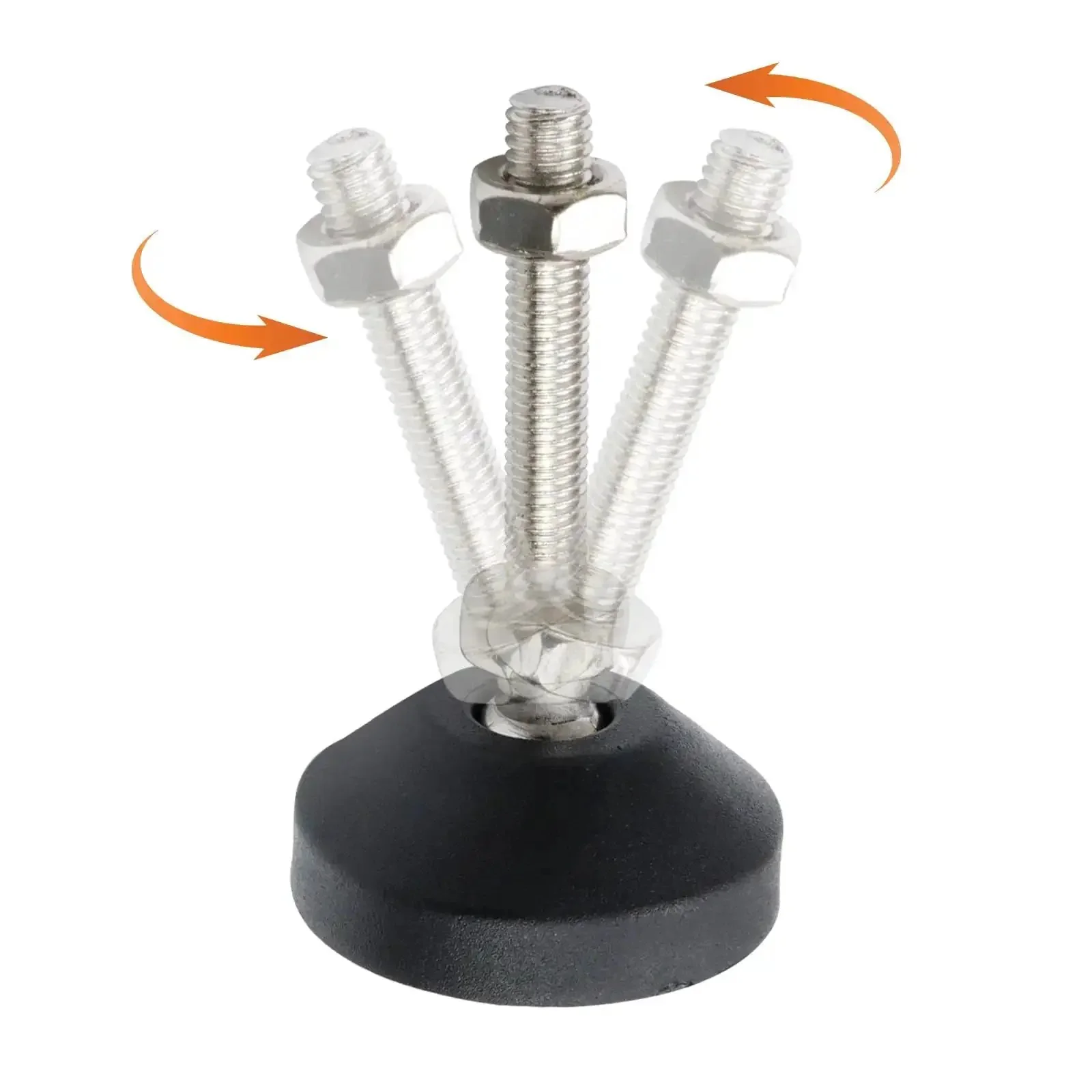 4 Pack Adjustable M8 Thread Leveling Foot Cups With Reinforced Nylon Base, 2 Inch Diameter, 3.3 Inch Total Height, 50mm Base, 50mm Thread Length, 1.25mm Pitch, Articulated Furniture Feet Glide For Tables, Cabinets, Sofas - Image 2