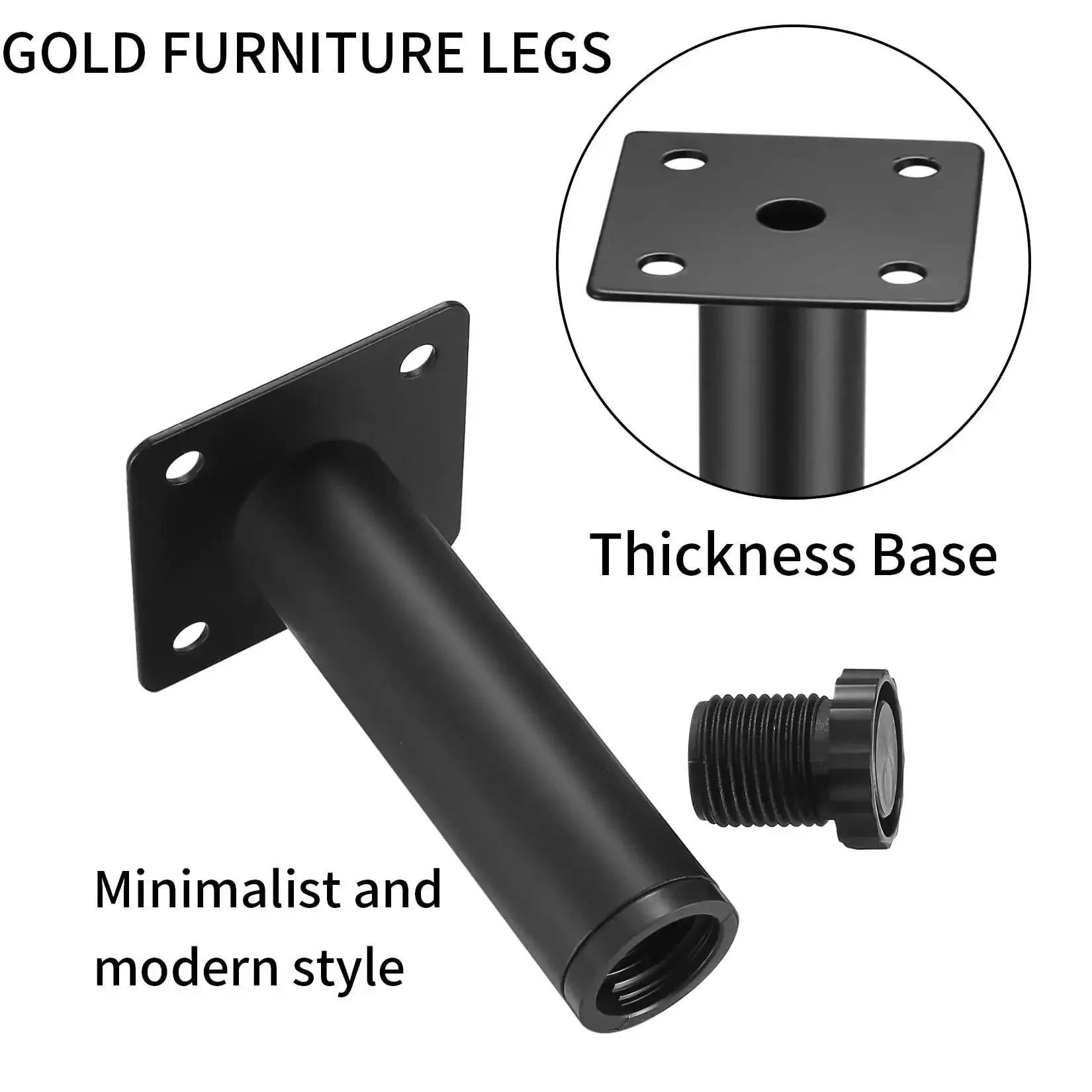 4 Pack Adjustable Metal Furniture Legs 6 Inches High Heavy Duty Cabinet Feet for Kitchen Shelves Sofa Table Chair Desk Cupboard Rotating Feet Easy Leveling and Solid Support - Image 5