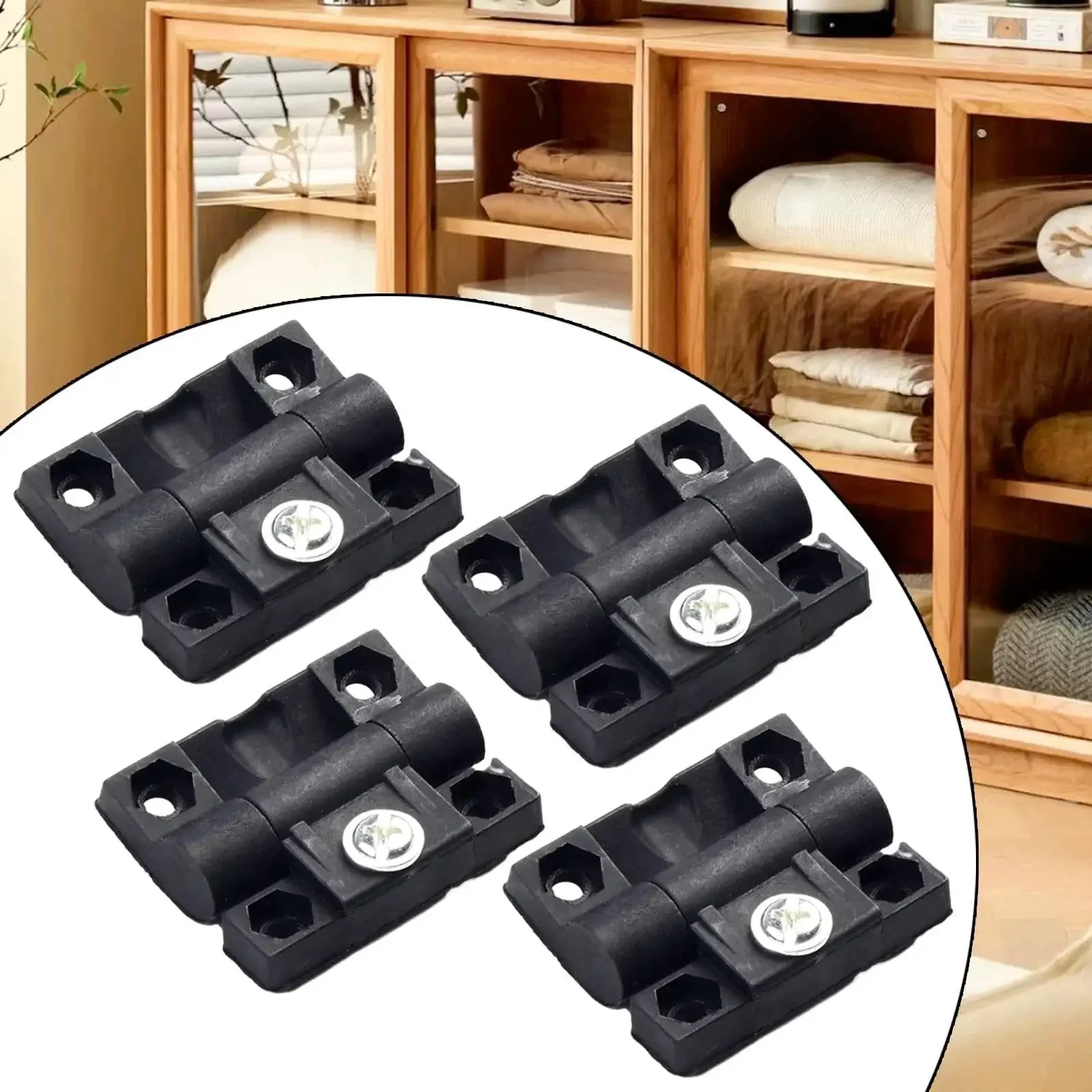 4 Pack Adjustable Torque Door Hinge With Smooth Damping And No Fuss Position Control Pre Drilled Holes Black Plastic Door Hinge For Home Installation And Cabinet Use - Image 9