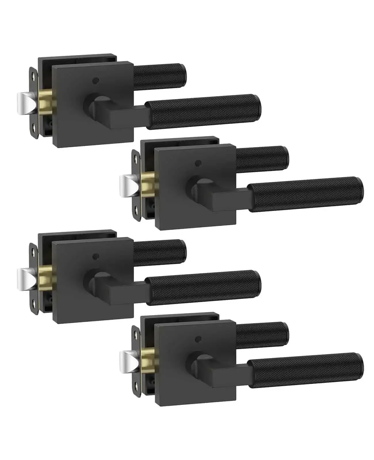 4 Pack Black Privacy Door Handles Set With Inside Button Levers For Bedroom And Bathroom Heavy Duty Interior Locks For Left Or Right Sided Doors Keyless Privacy Access For Quick Lockout Rescue And Daily Convenience